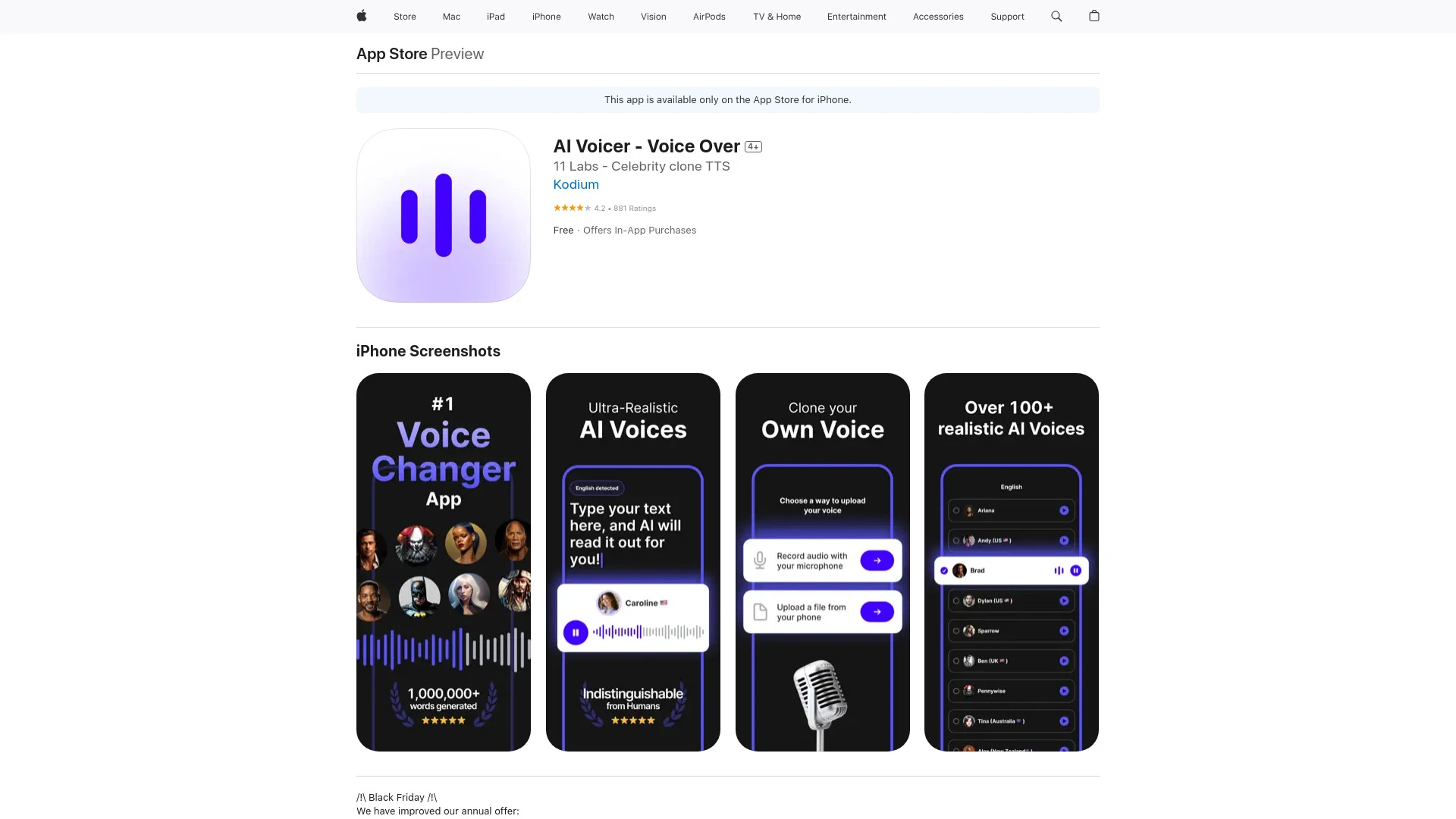 AI Voicer website preview