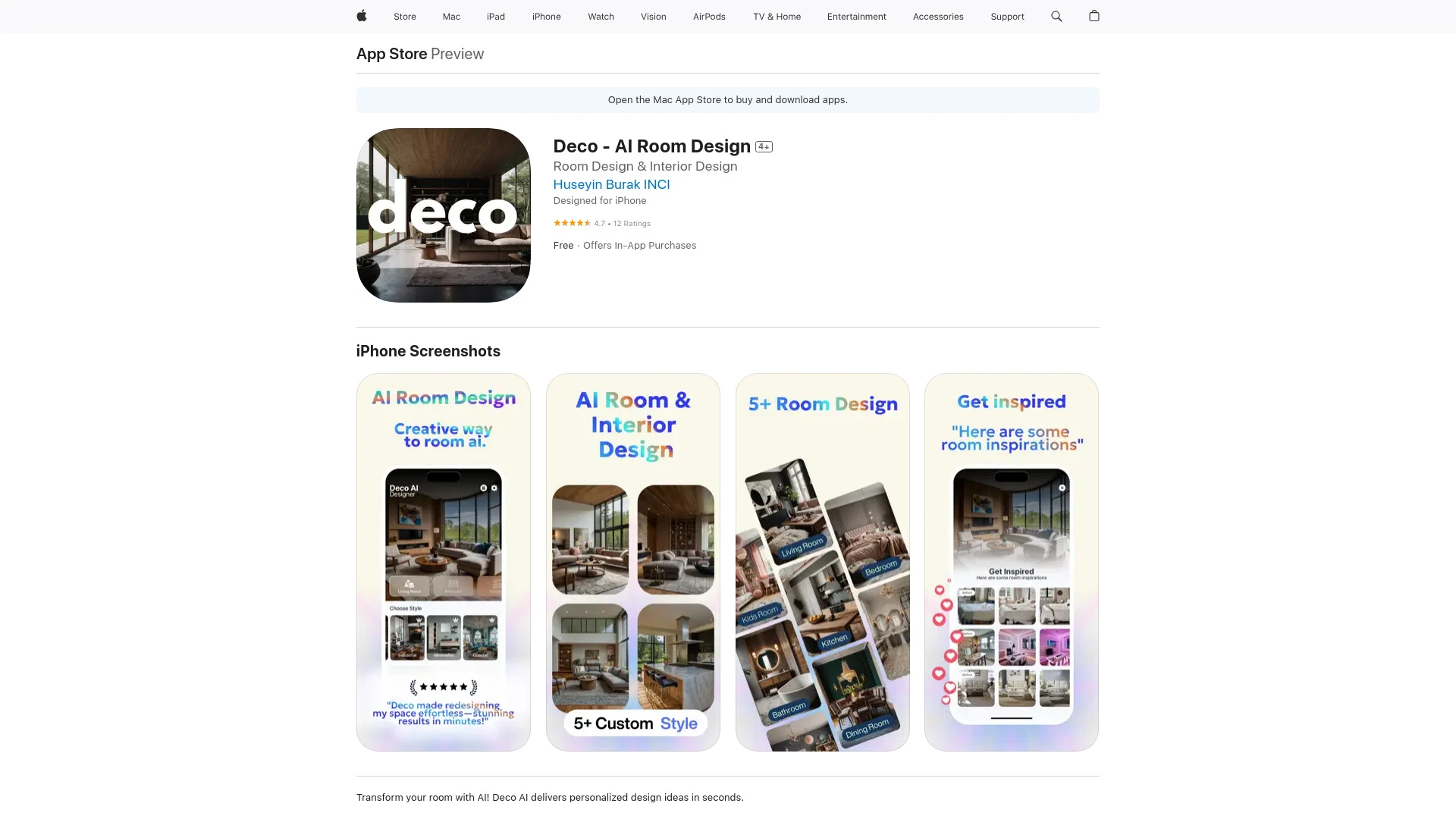 Deco - AI Room Design website preview