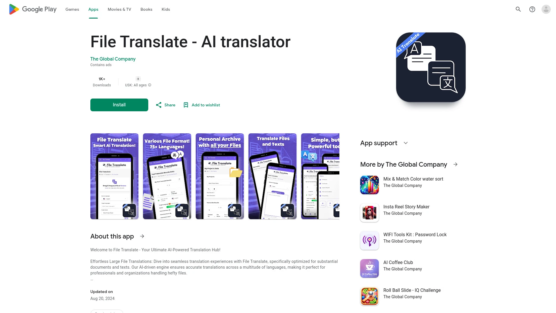 File Translator AI website preview