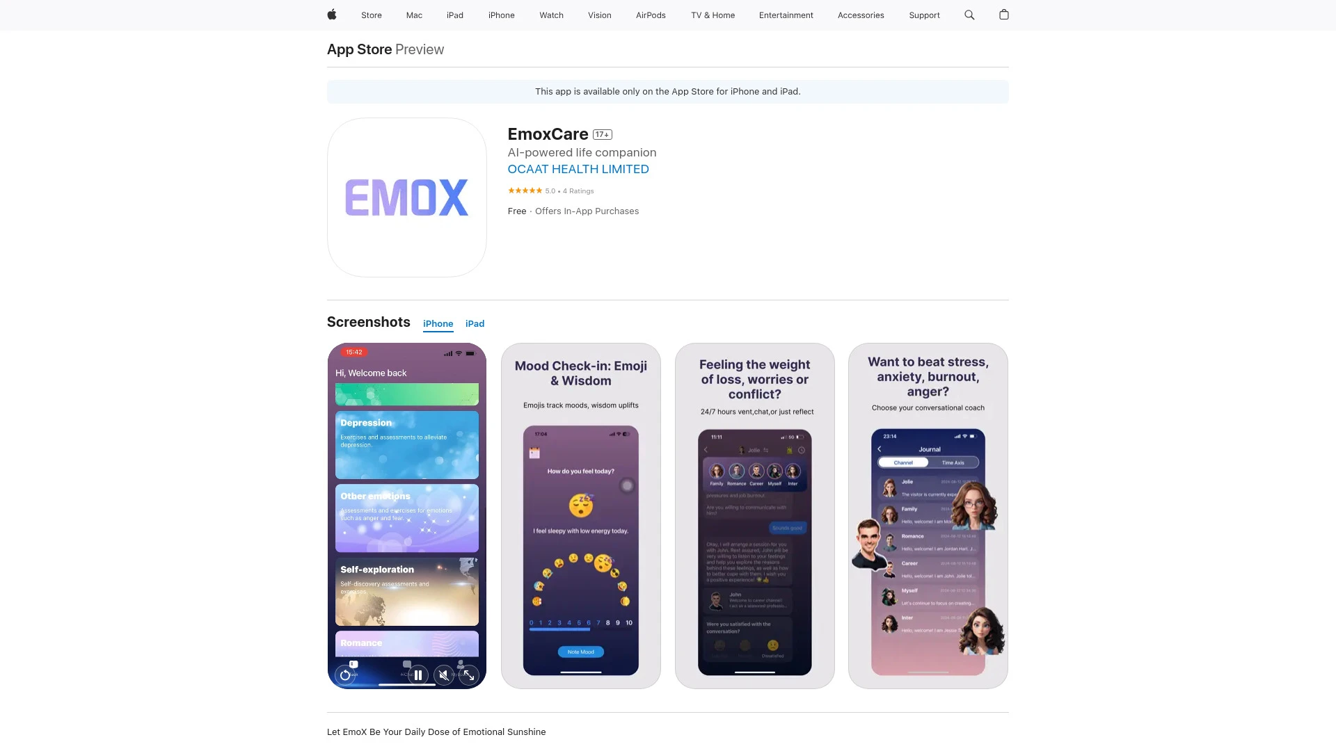 EmoX website preview