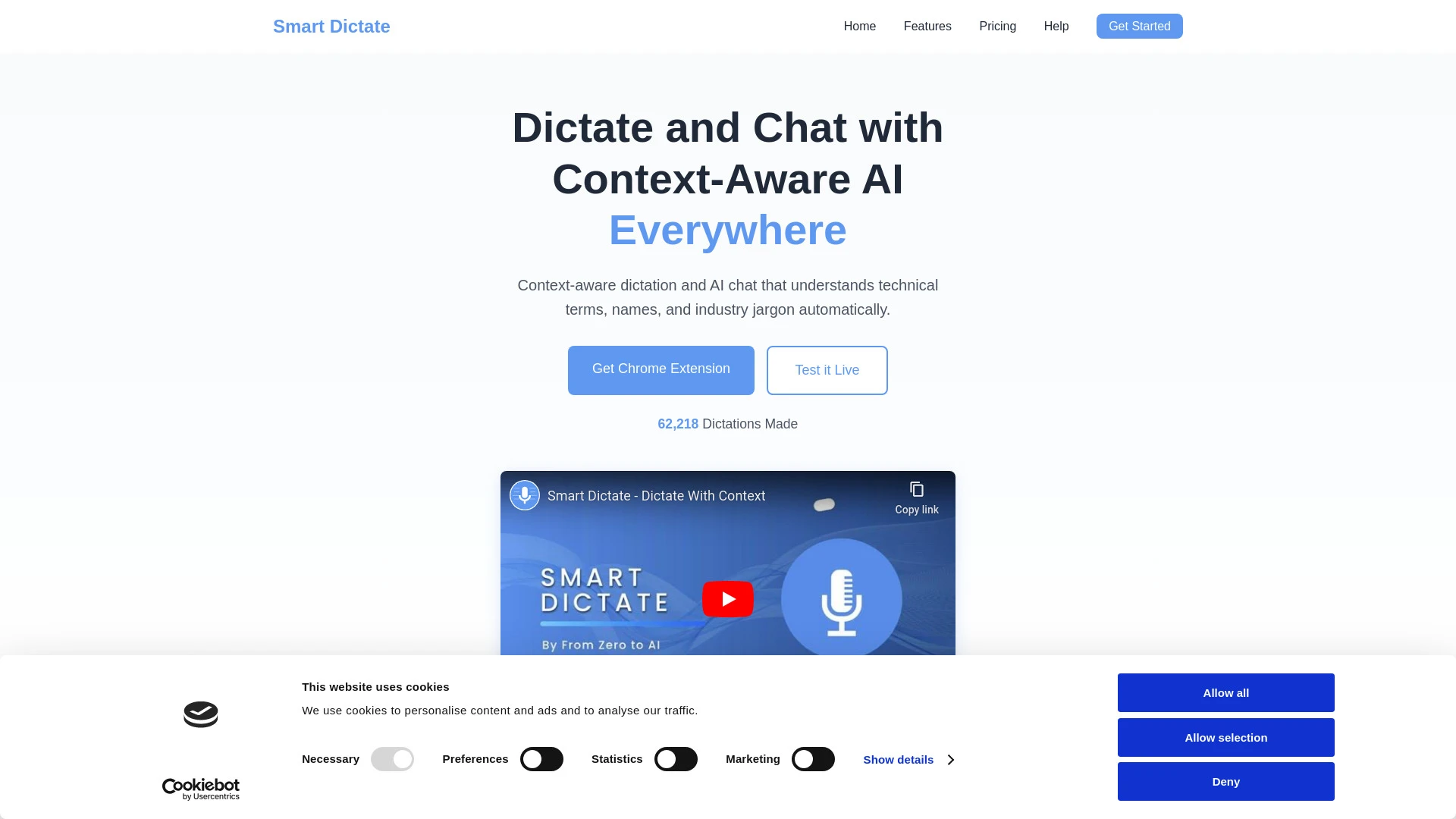 Smart Dictate website preview