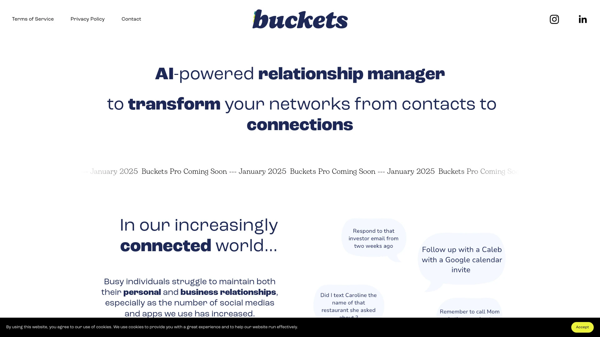 Buckets website preview