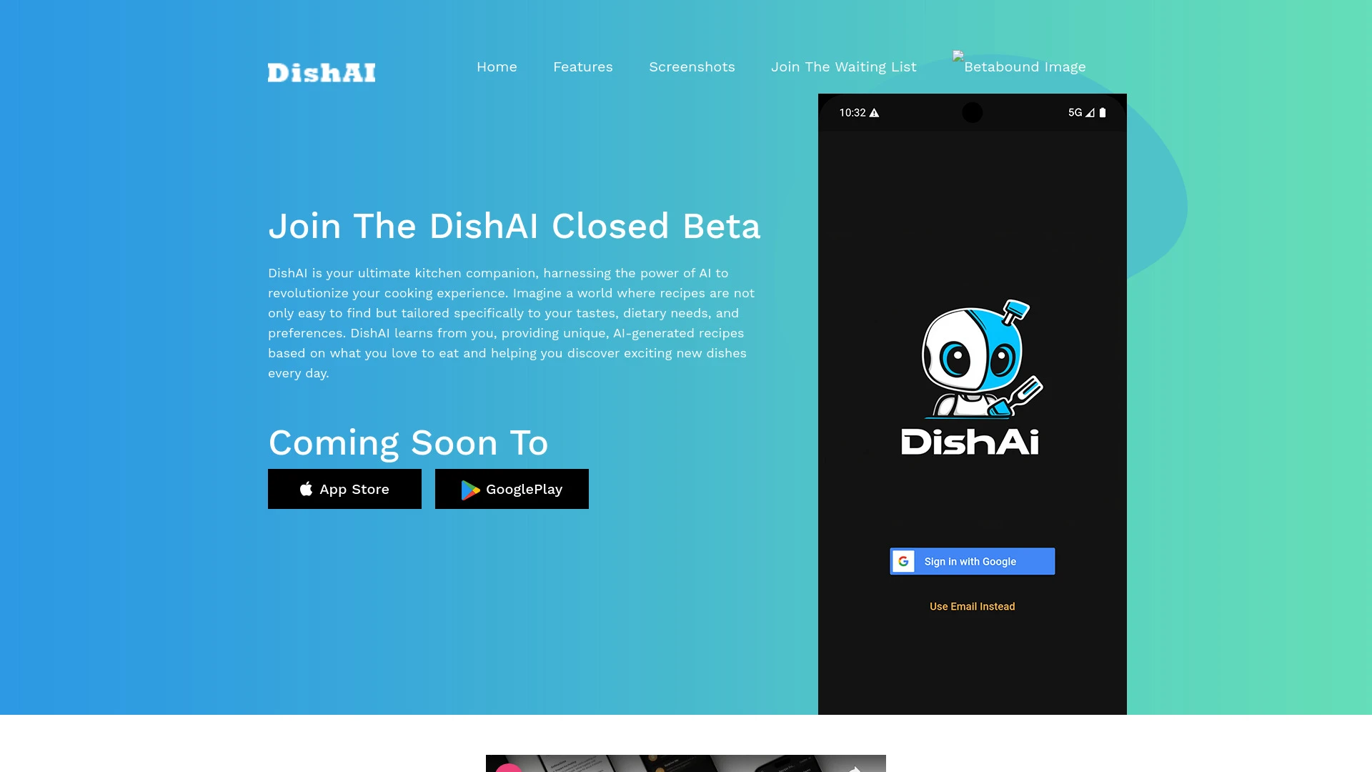 DishAI website preview