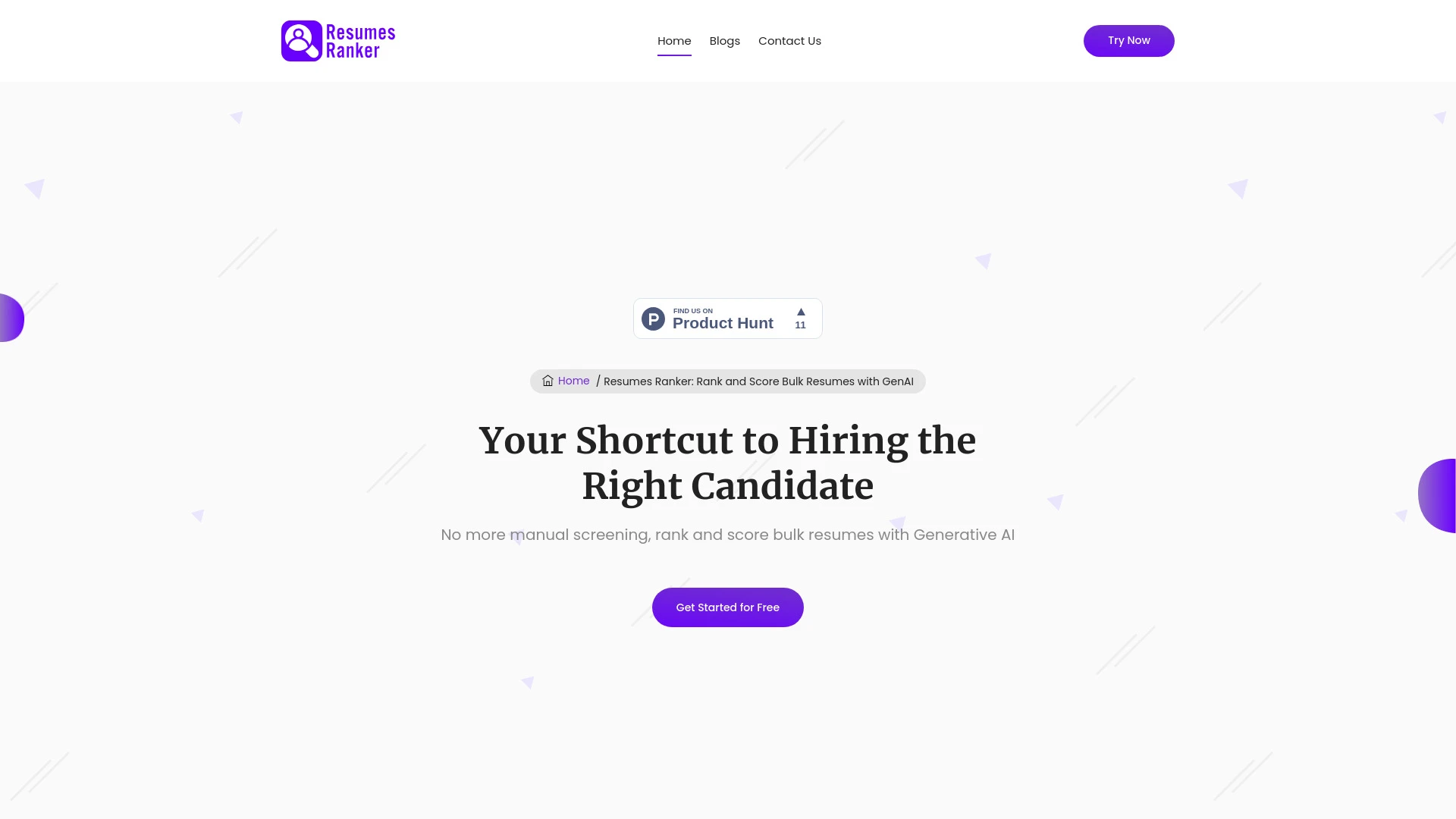 Resumes Ranker website preview