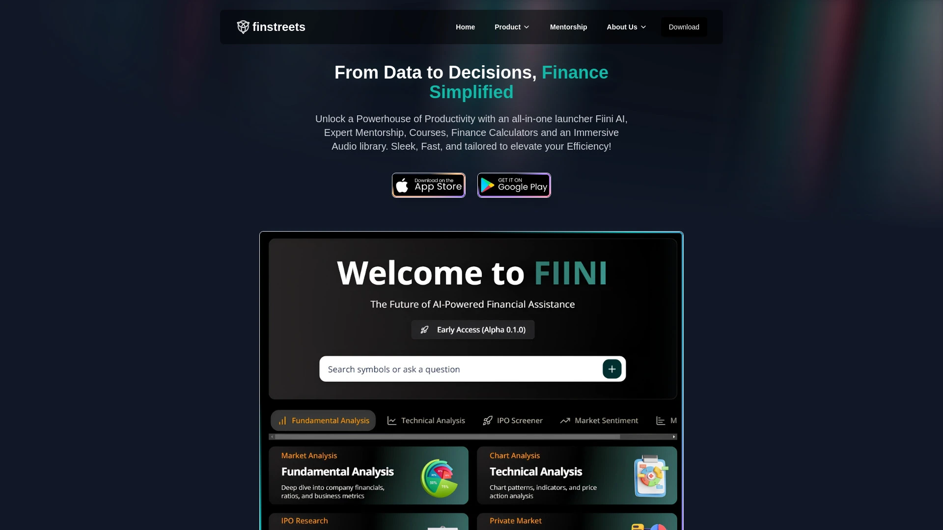 Finstreets website preview