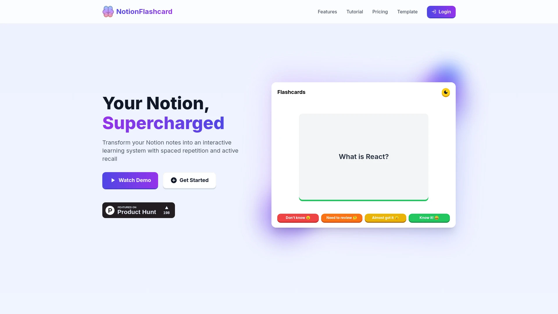 NotionFlashcard website preview