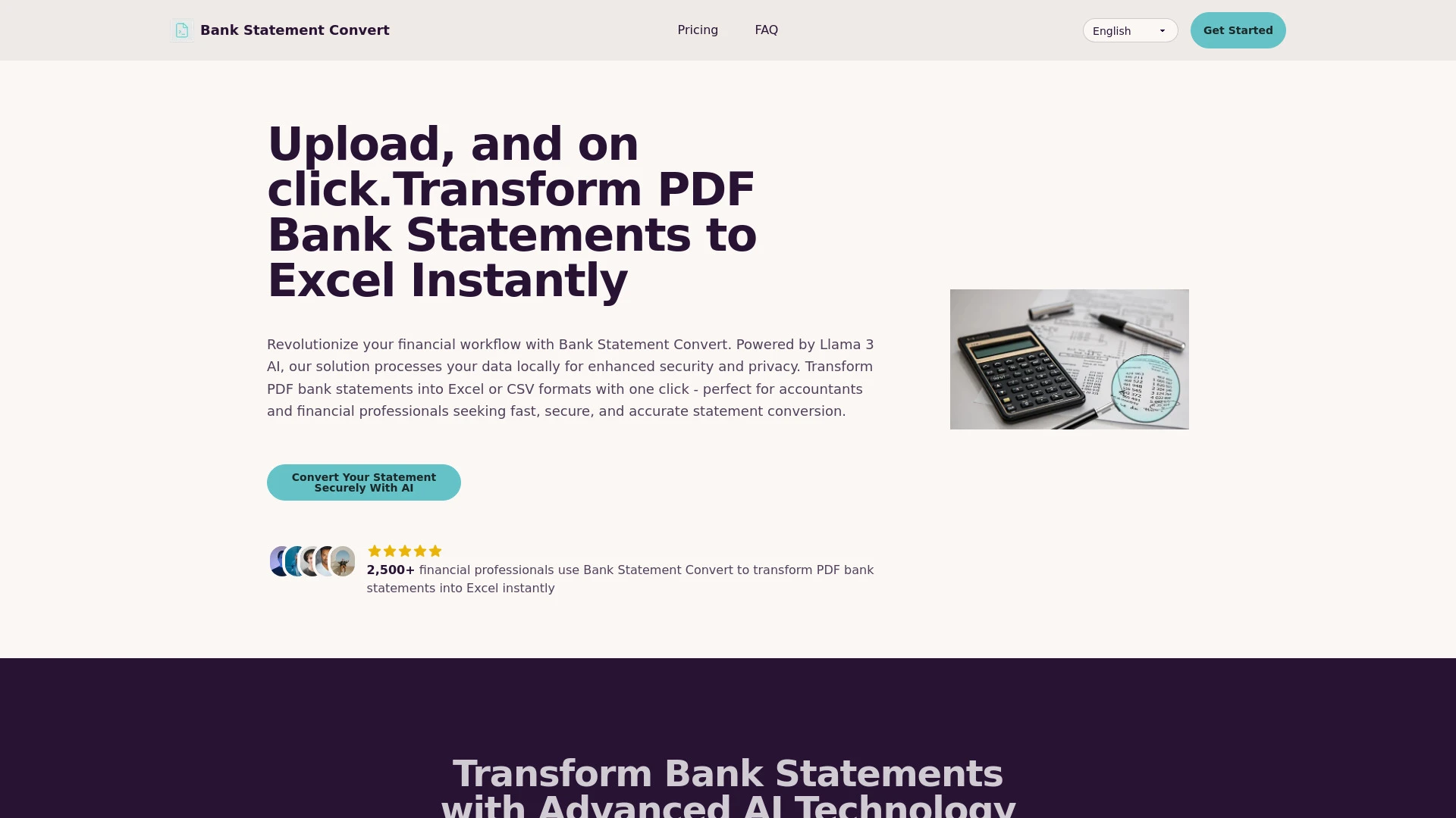 Bank Statement Convert website preview