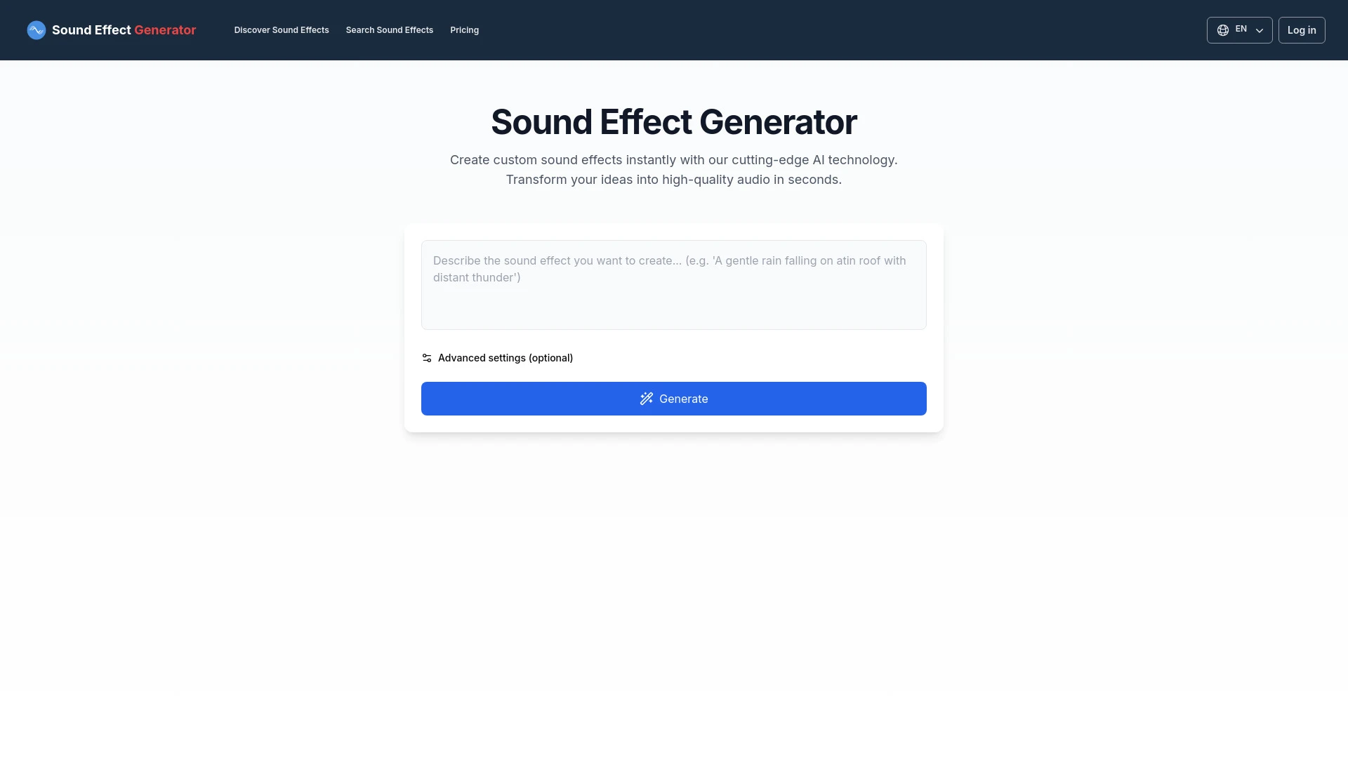 Sound Effect Generator website preview