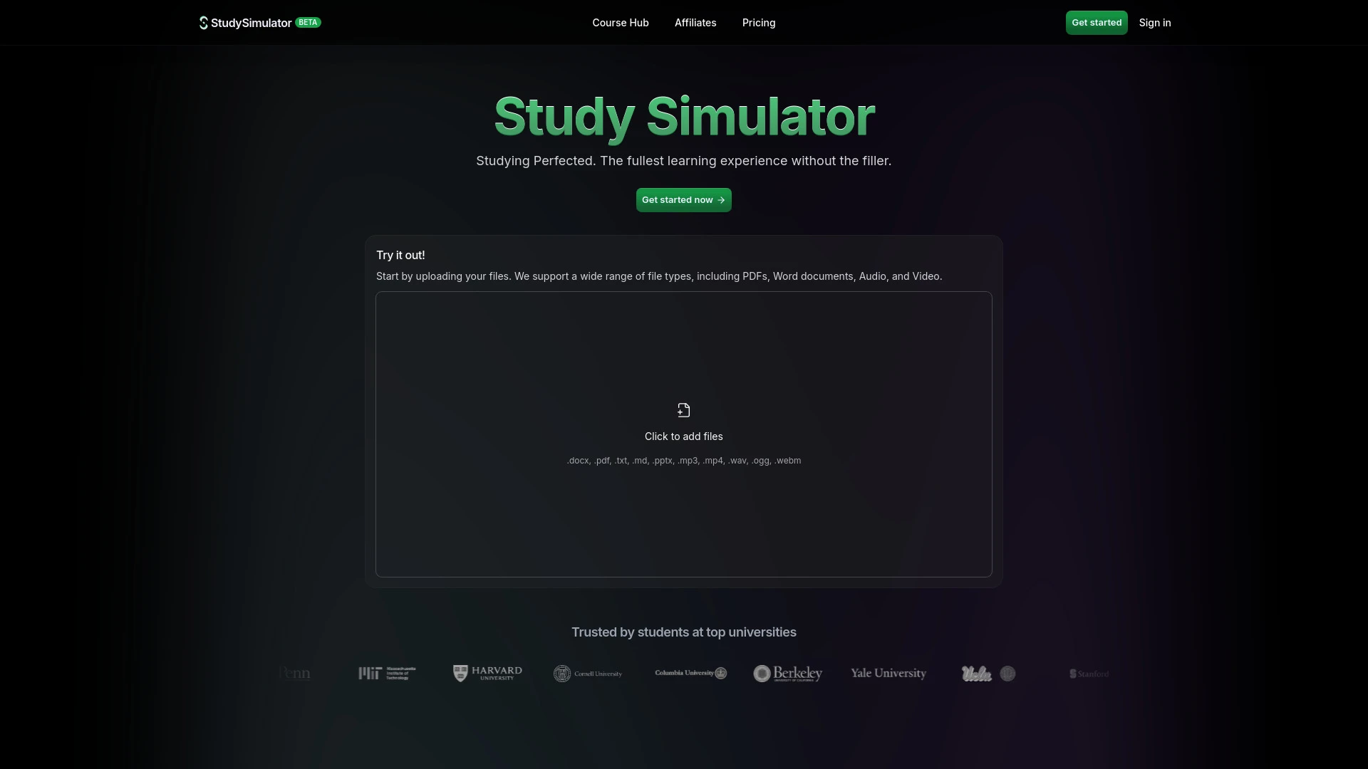 StudySim website preview