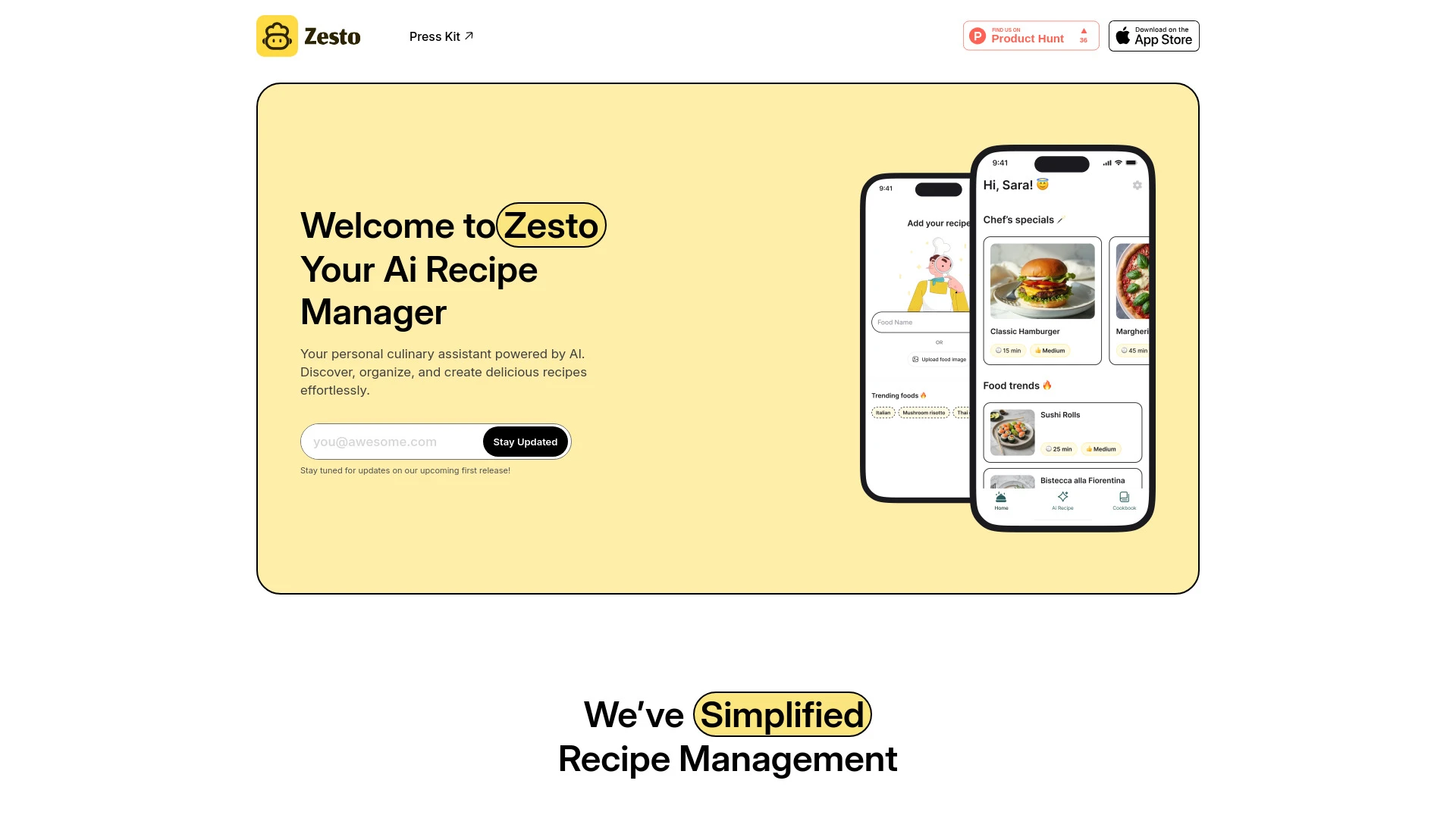 Zesto website preview