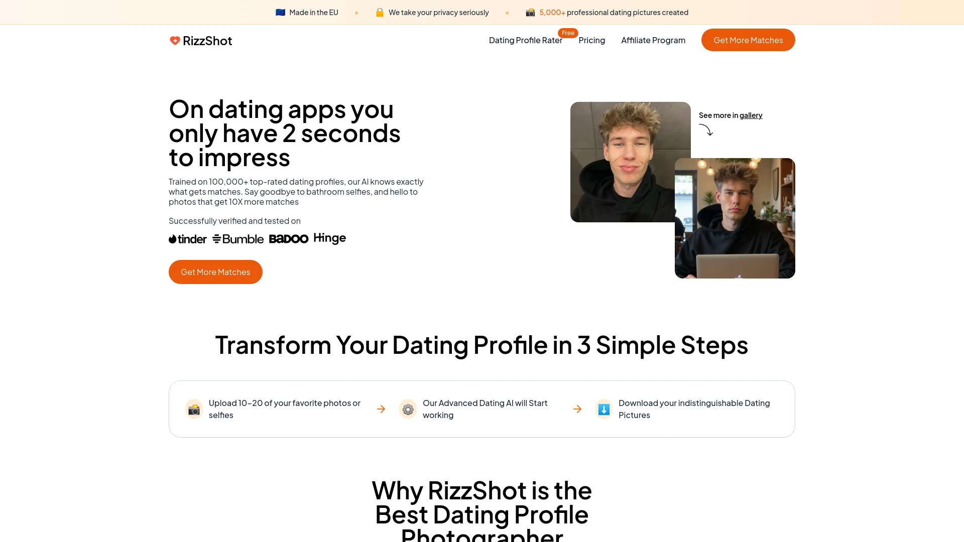 RizzShot website preview