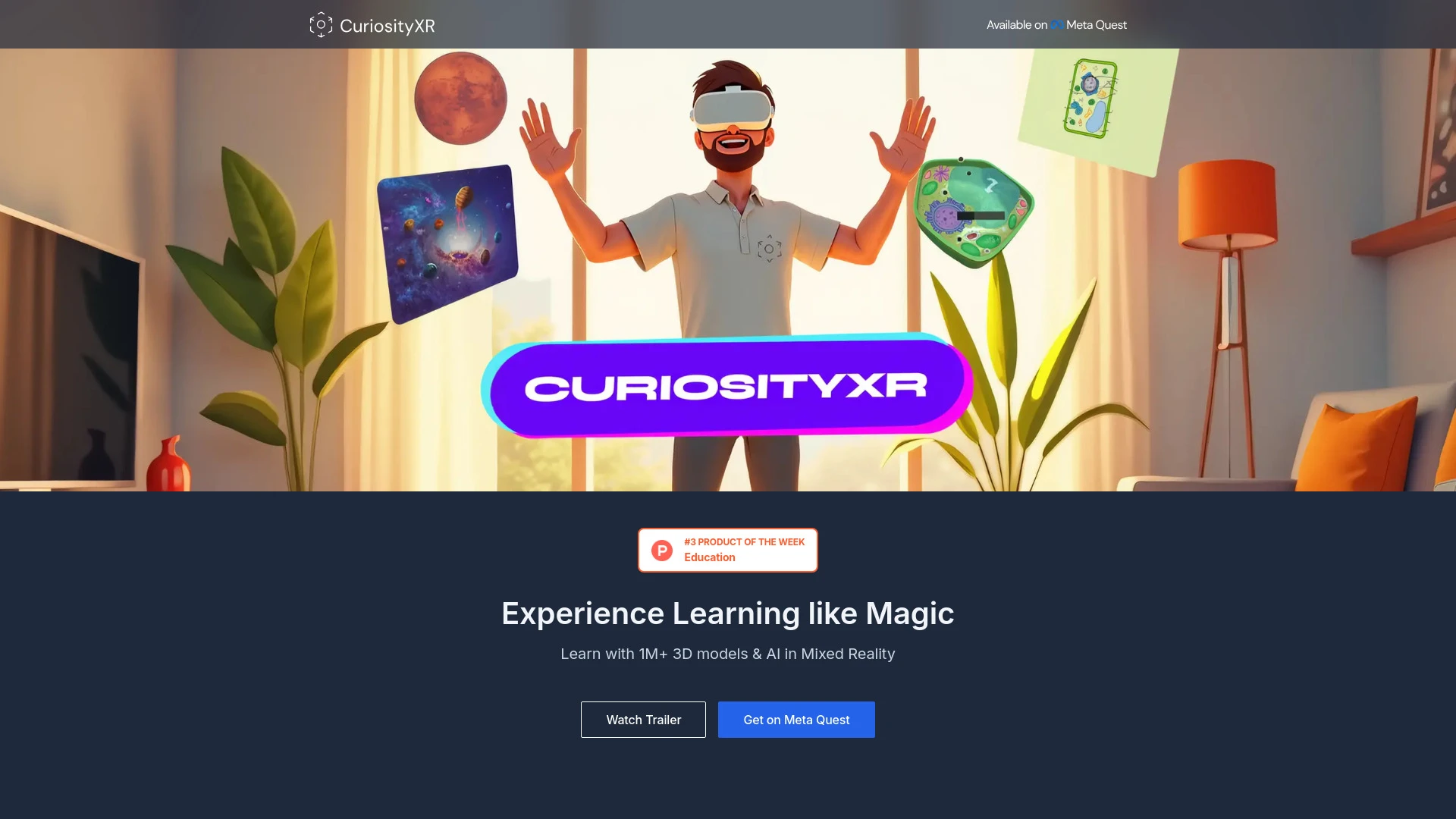 CuriosityXR website preview