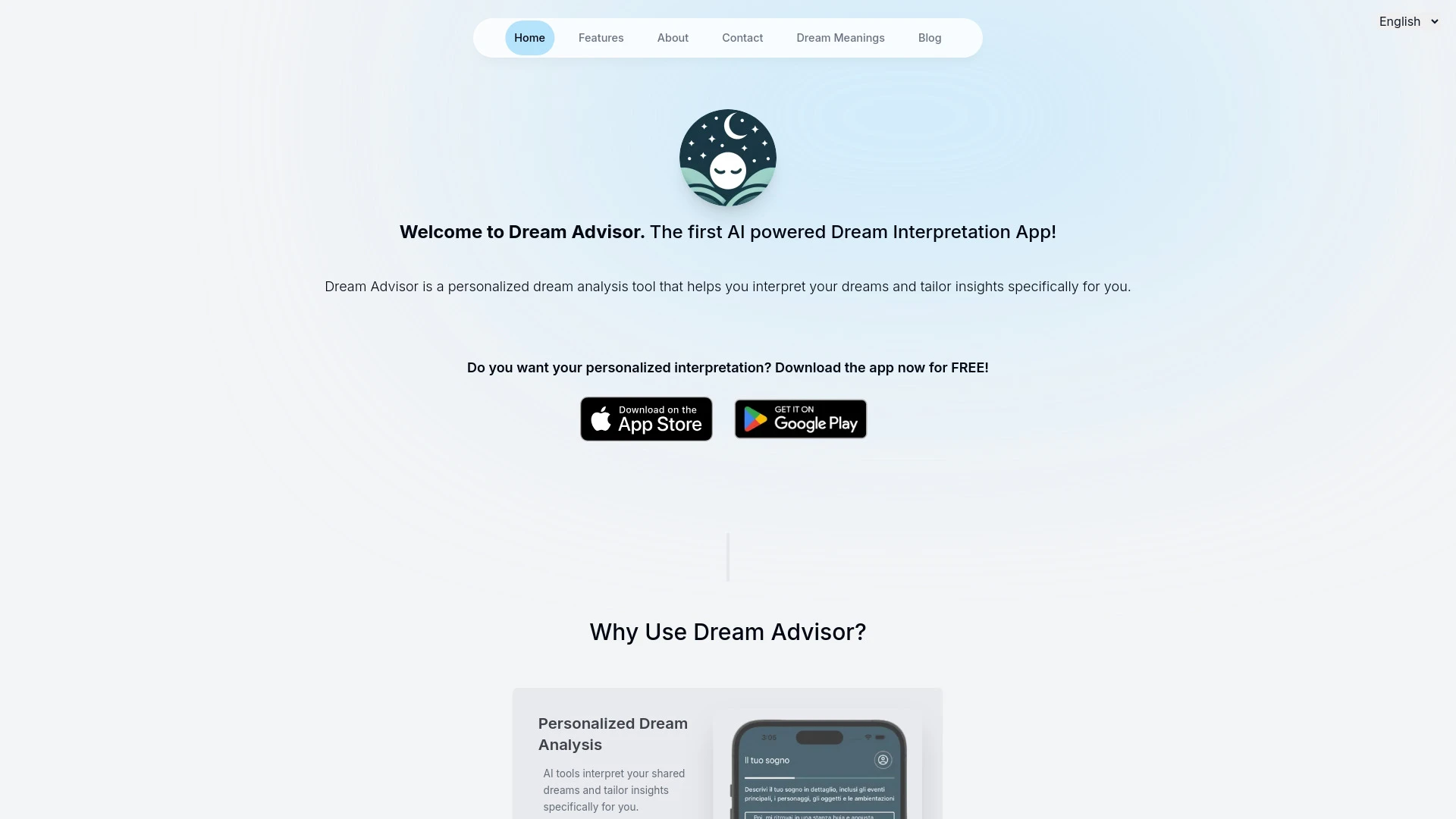 Dream Advisor website preview