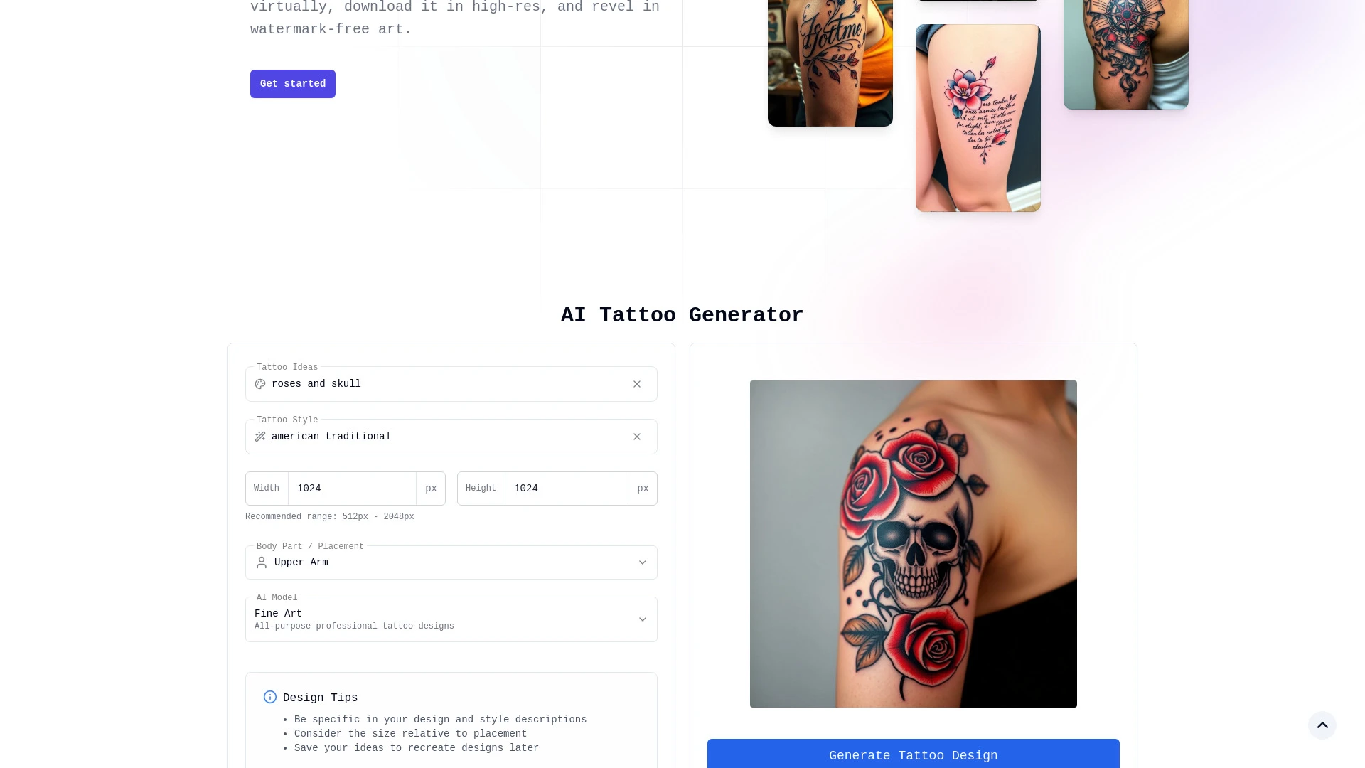 TattooGen.ai website preview