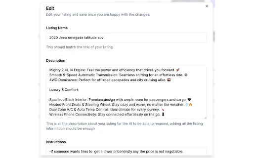 Facebook Marketplace Auto Reply Extension website preview