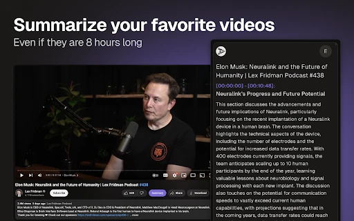 YouTube Summary Extension website preview