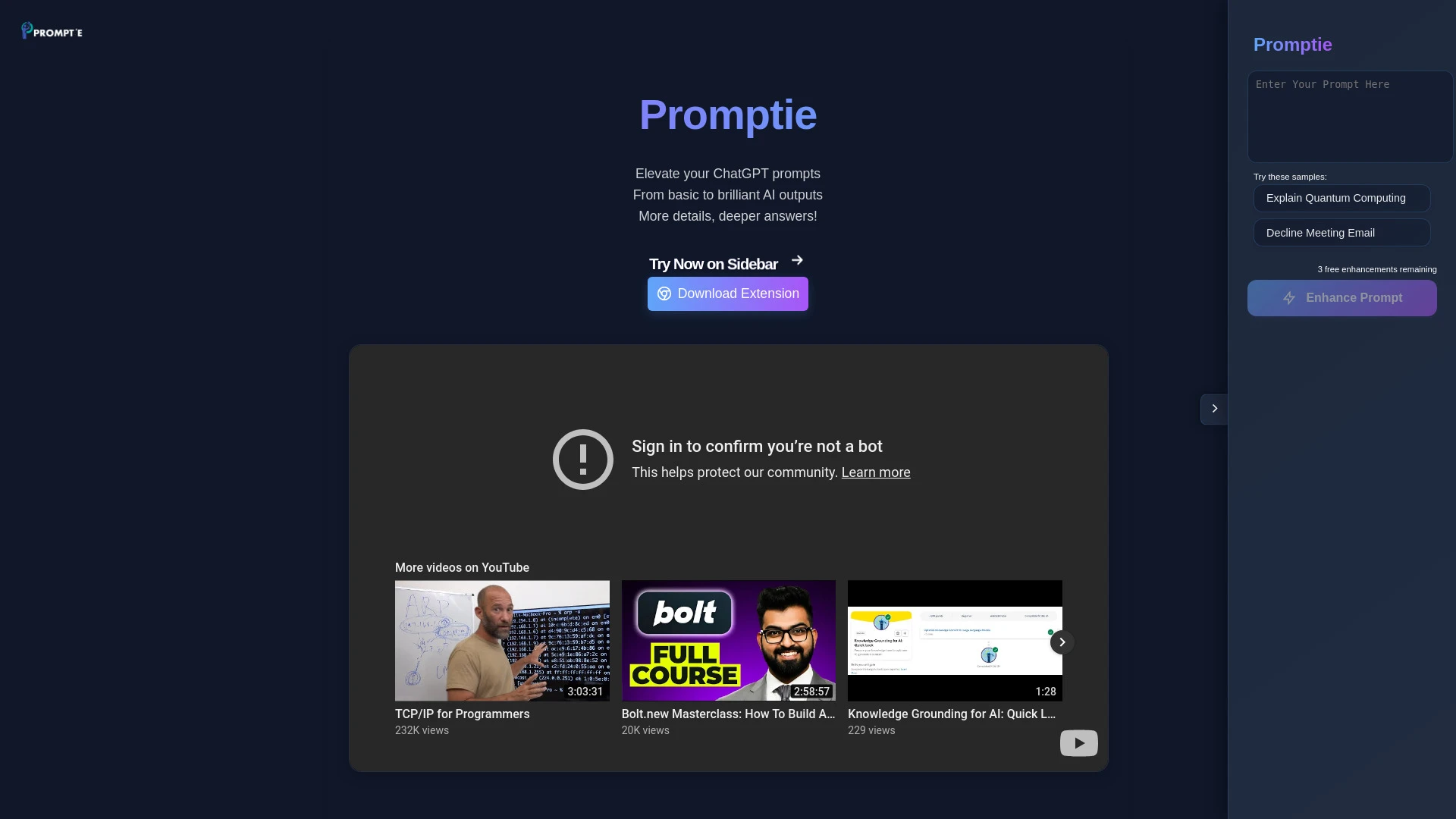 Promptie website preview