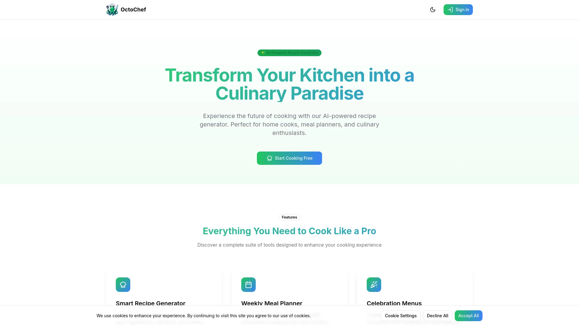 OctoChef website preview