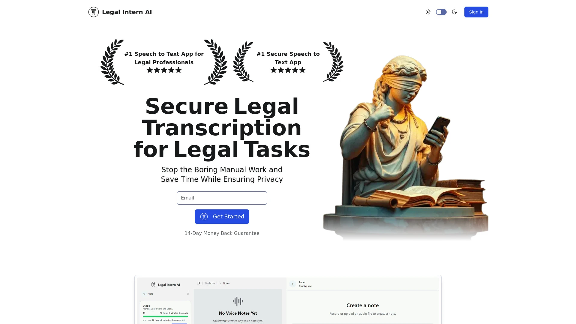 Legal Intern AI website preview