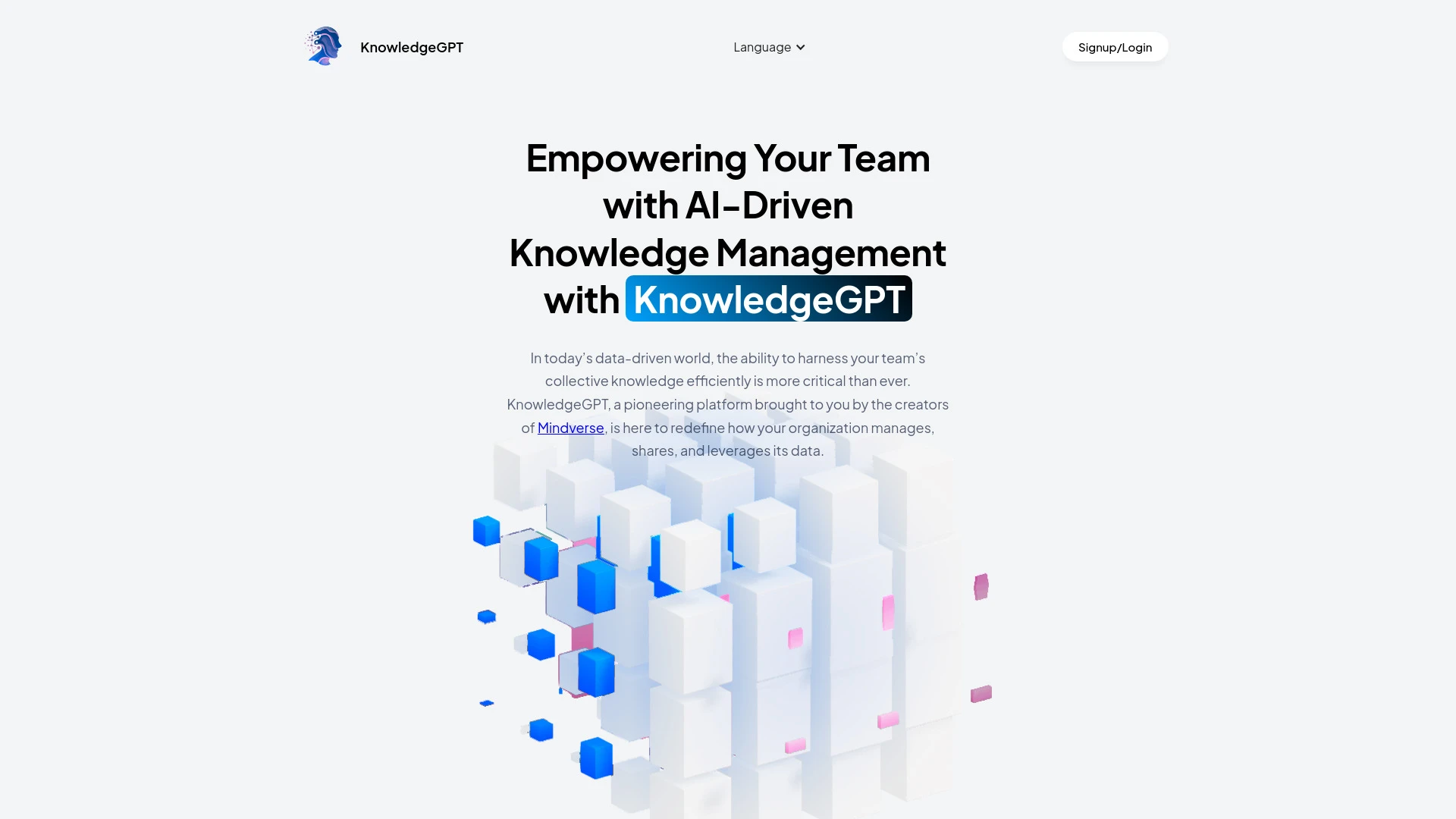 KnowledgeGPT website preview