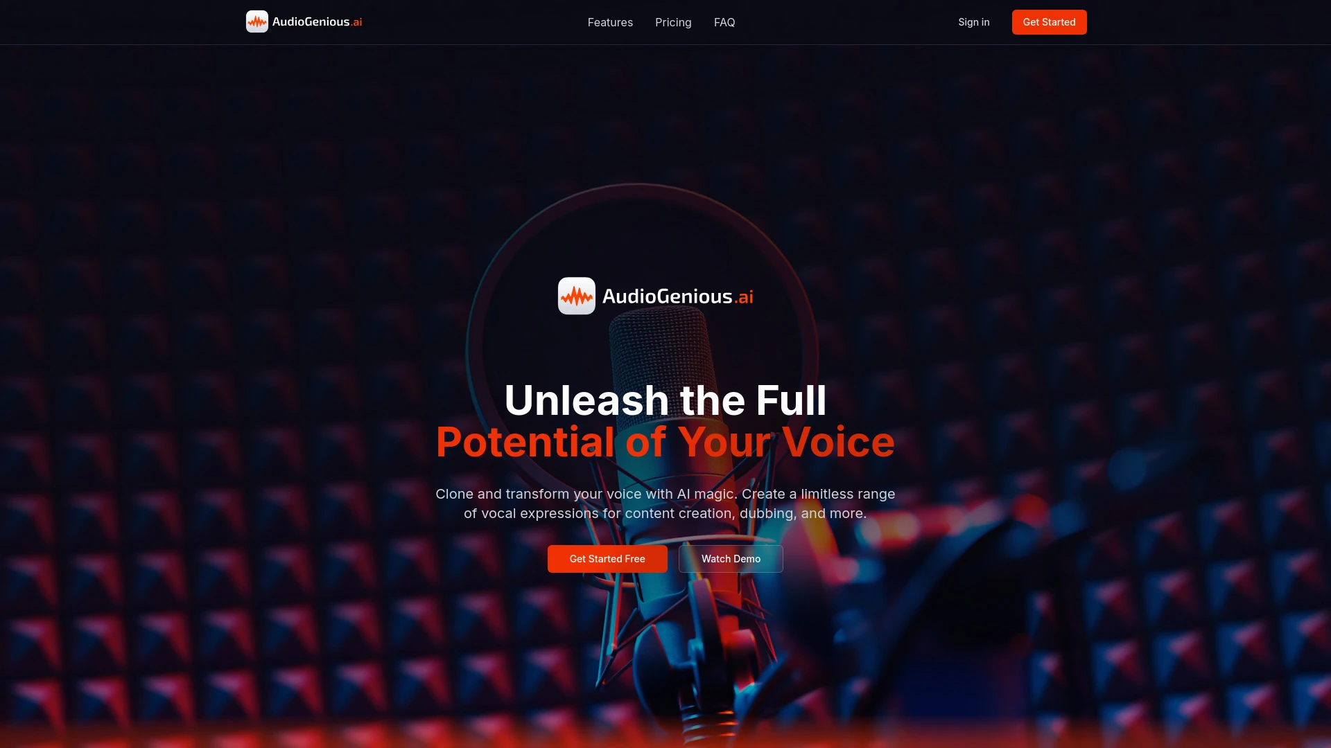 AudioGenius.ai website preview