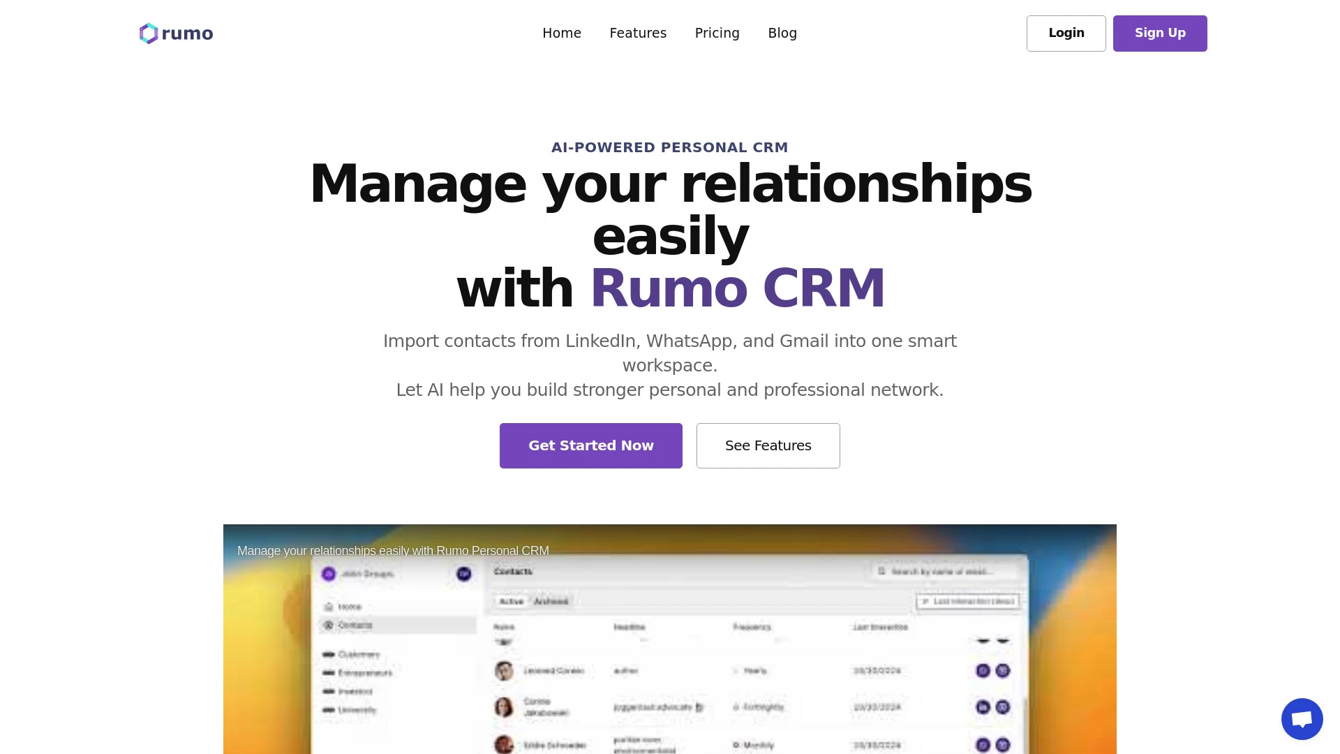 Rumo CRM website preview