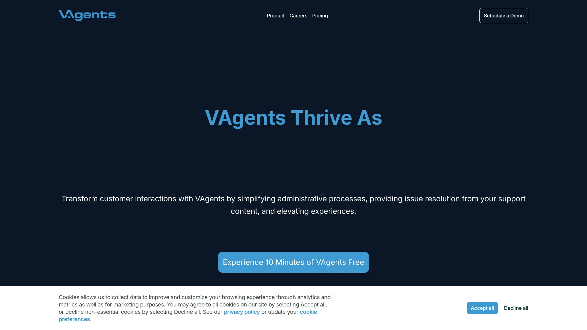 VAgents website preview