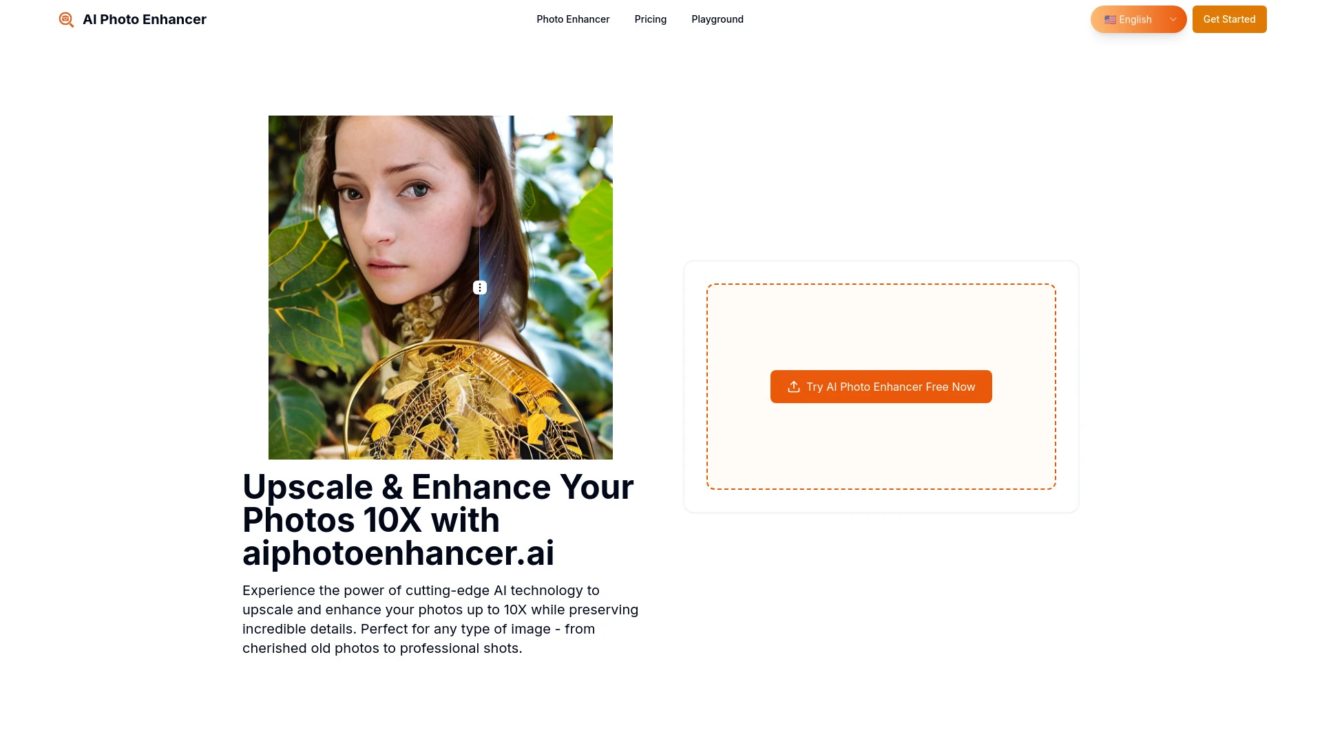 AI Photo Enhancer website preview