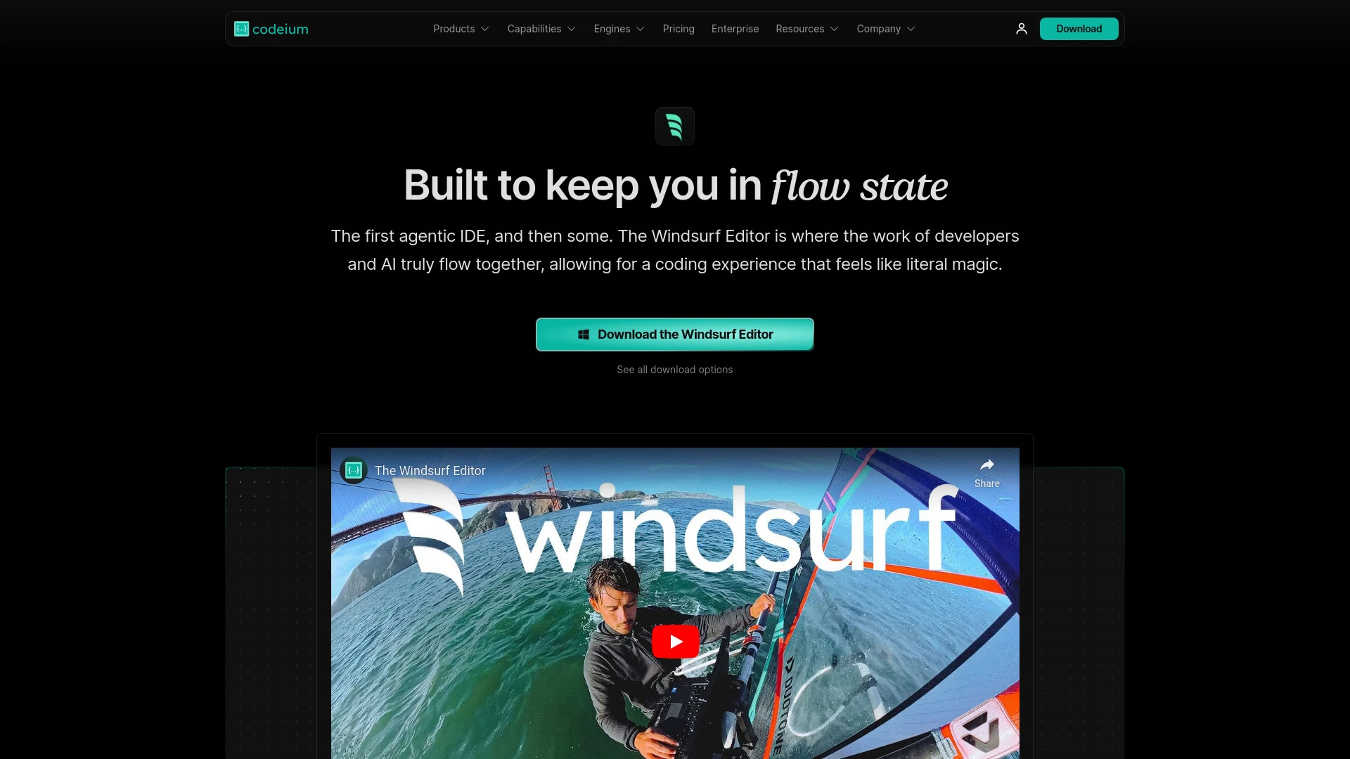 Windsurf Editor website preview