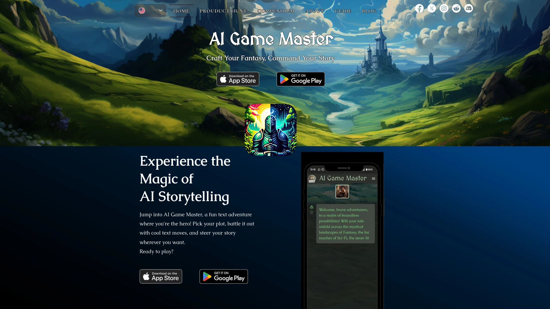 AI Game Master website preview