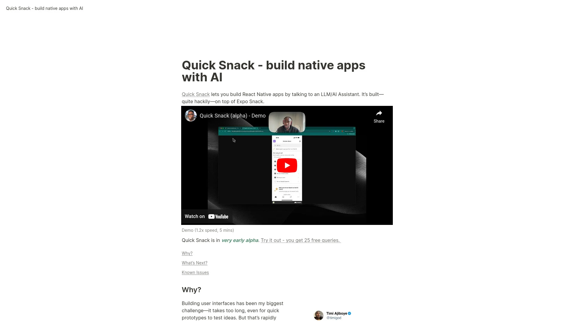 Quick Snack website preview