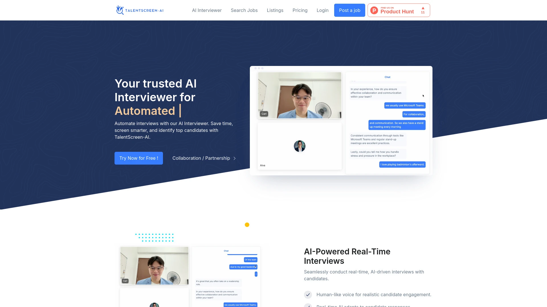 TalentScreen AI website preview