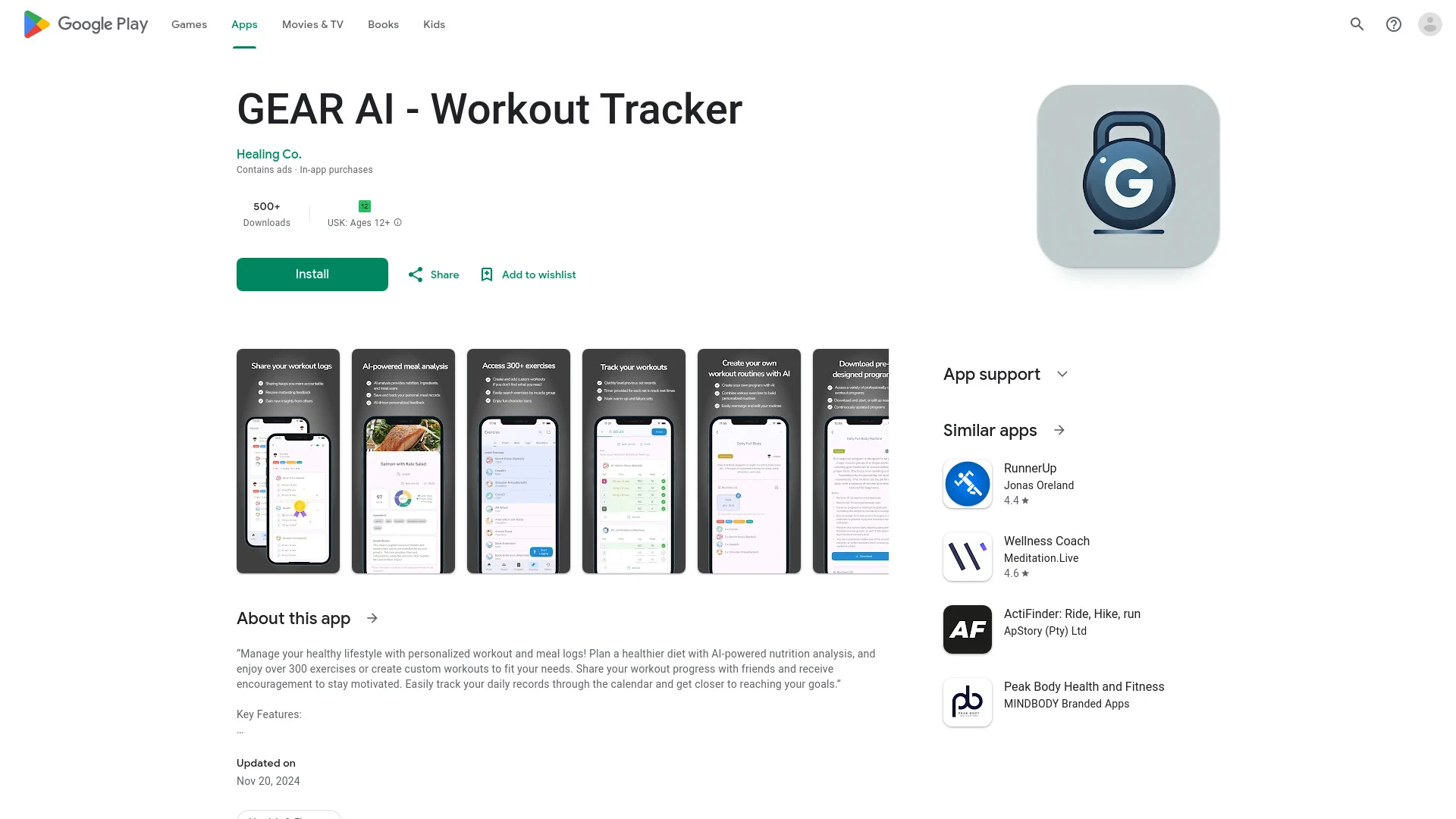 GEAR - Workout & Meal Tracker website preview