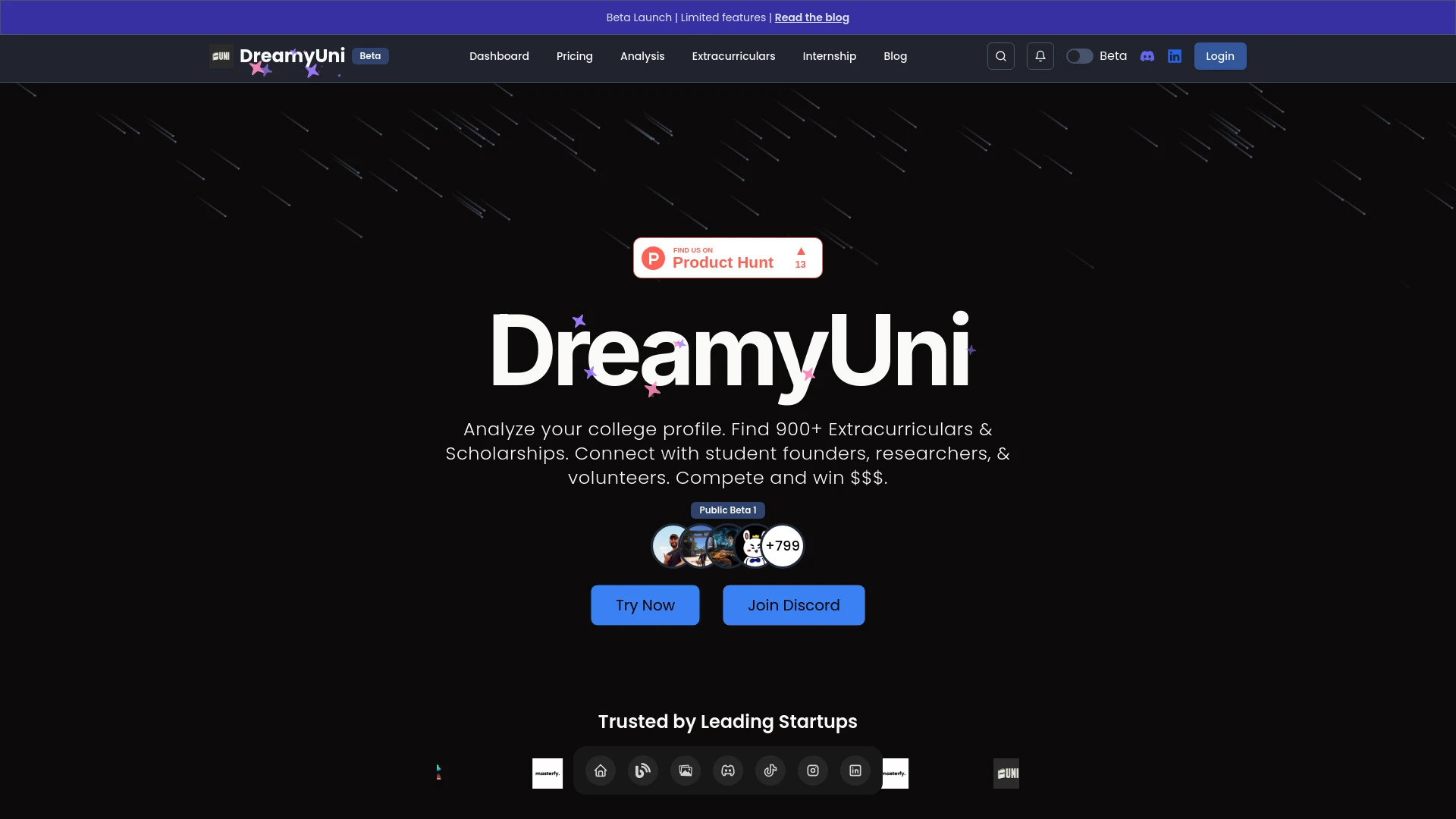 DreamyUni website preview