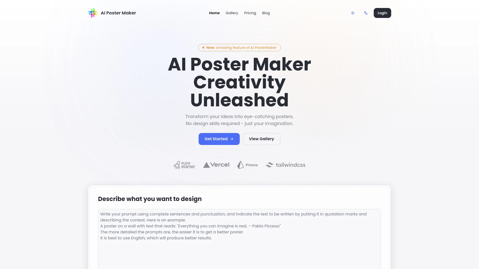 AI Poster Maker website preview