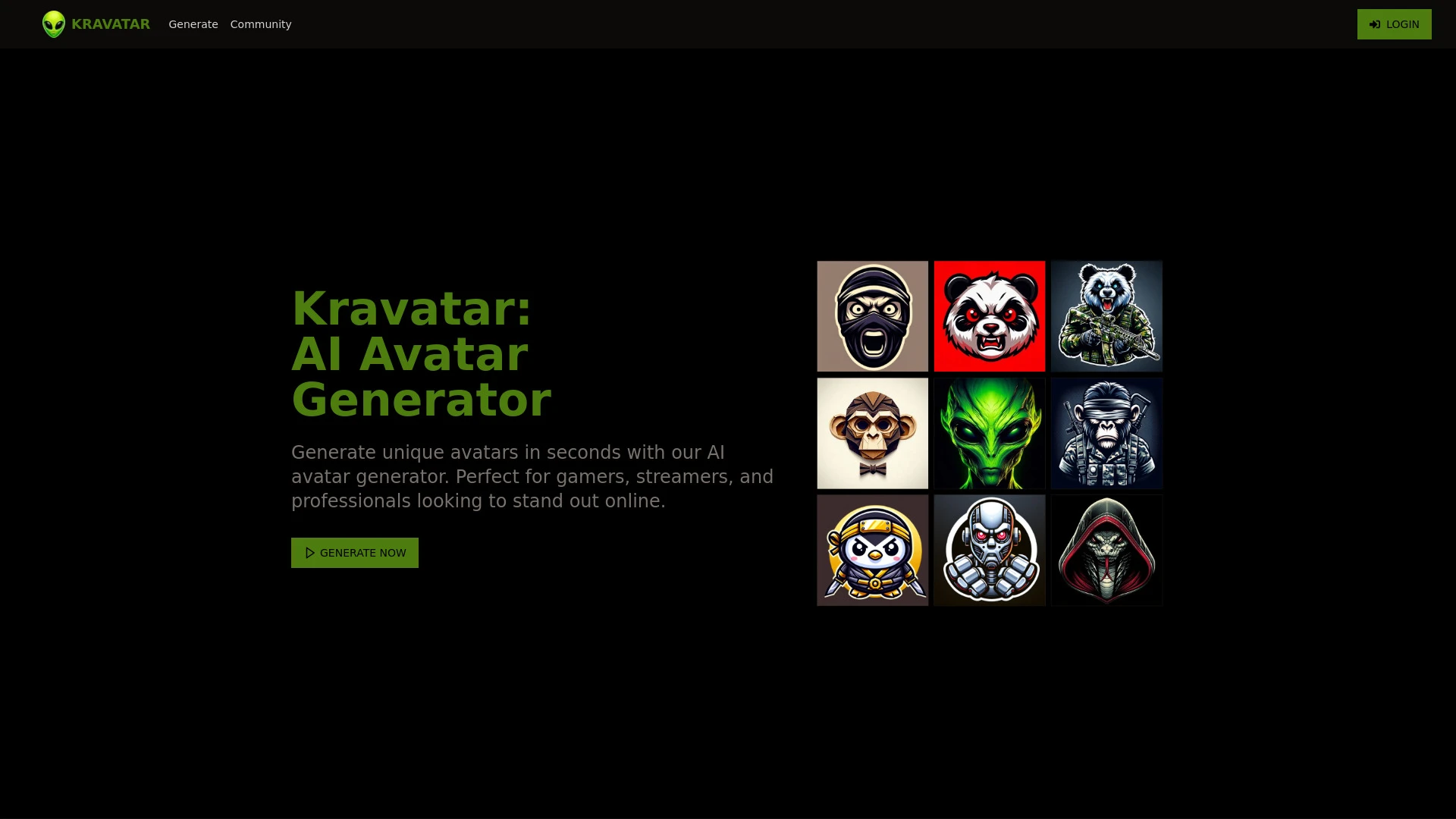 Kravatar website preview