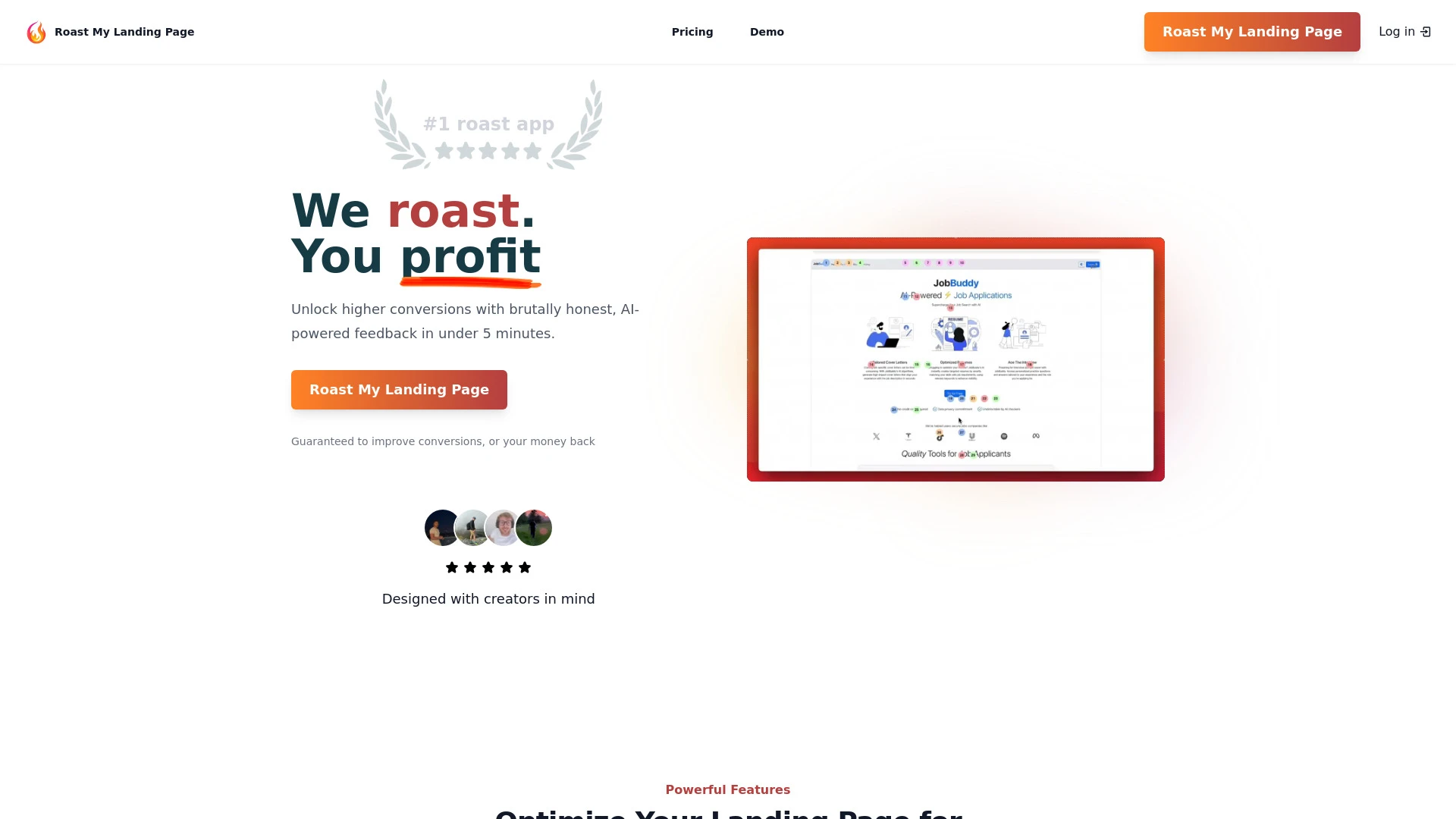 Roast My Landing Page website preview
