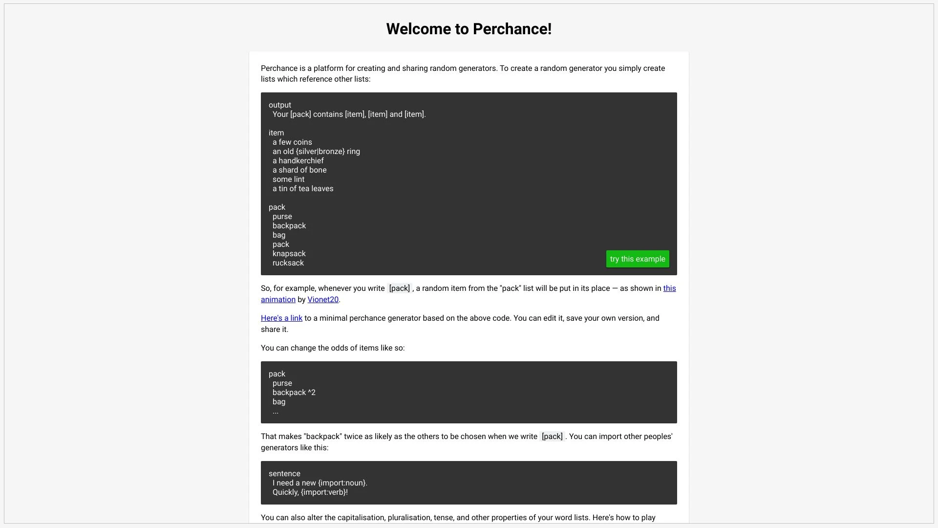 Perchance AI website preview