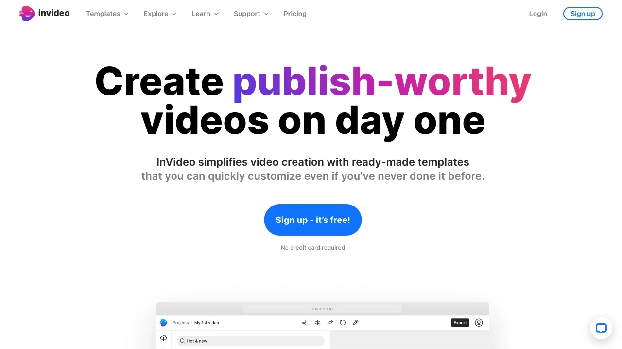 InVideo website preview