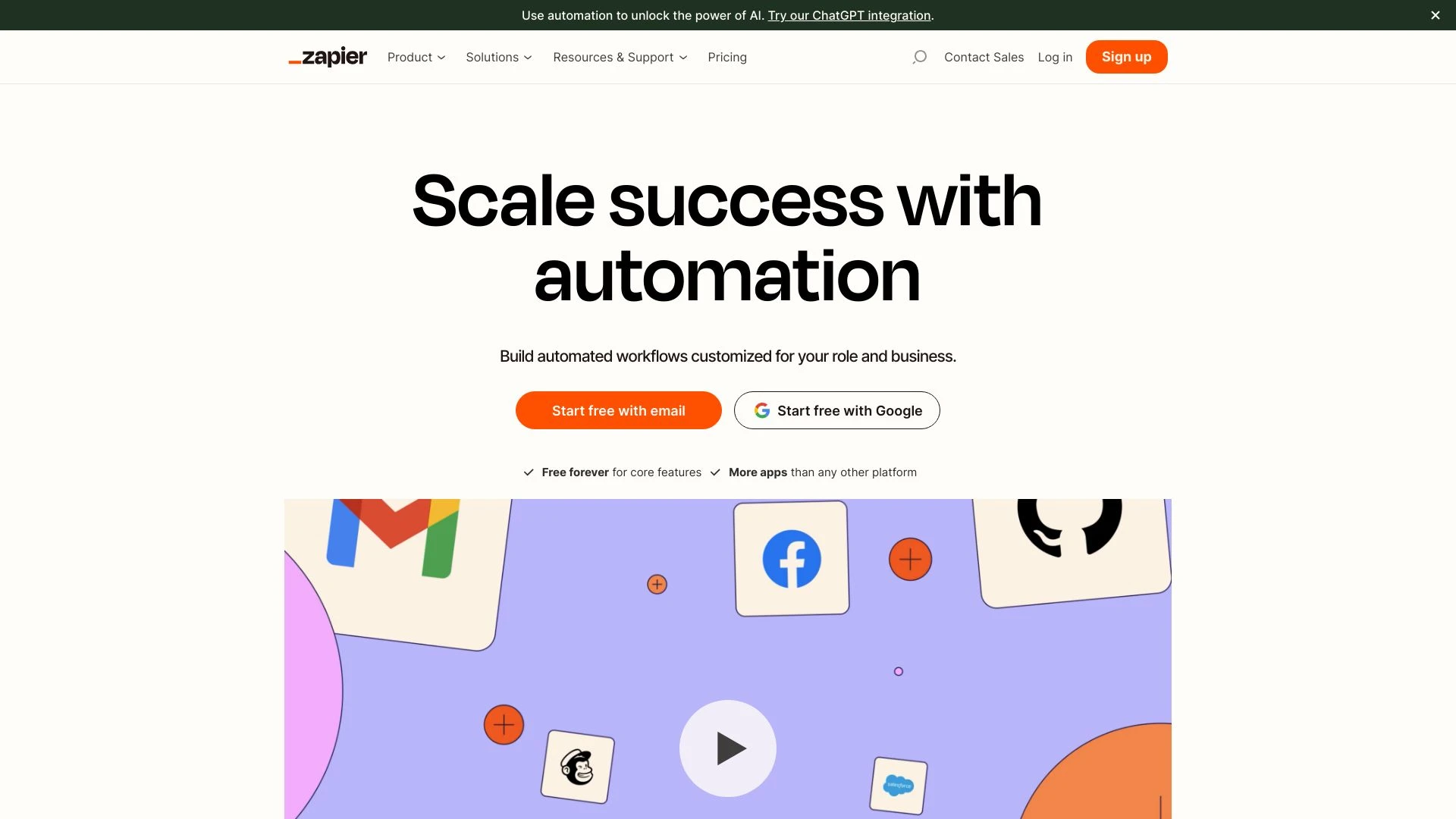 Zapier website preview