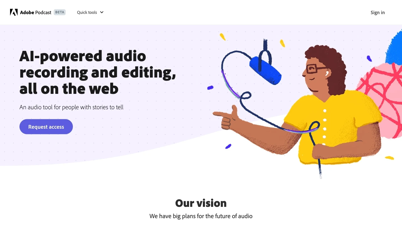 Adobe Podcast website preview