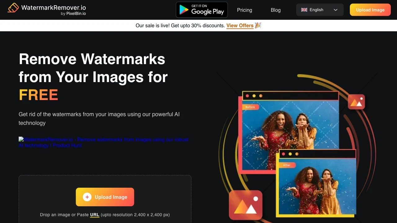 WatermarkRemover.io website preview