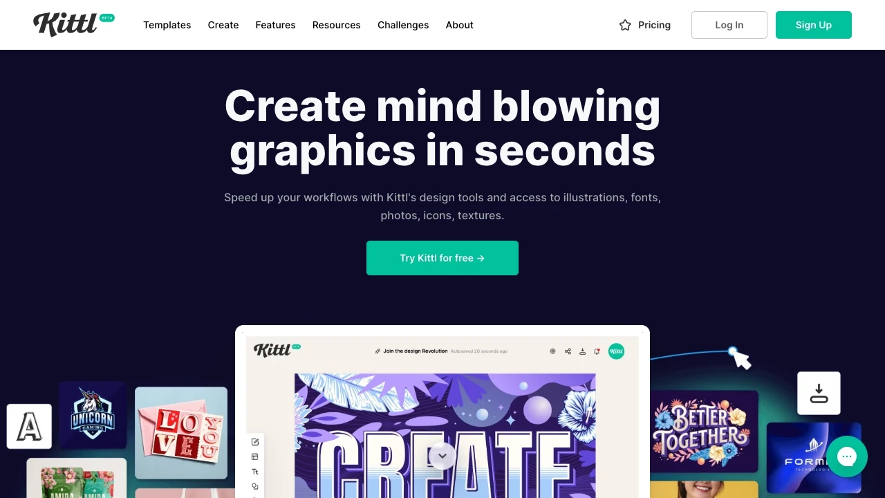 Kittl - Unleash Your Creative Power website preview