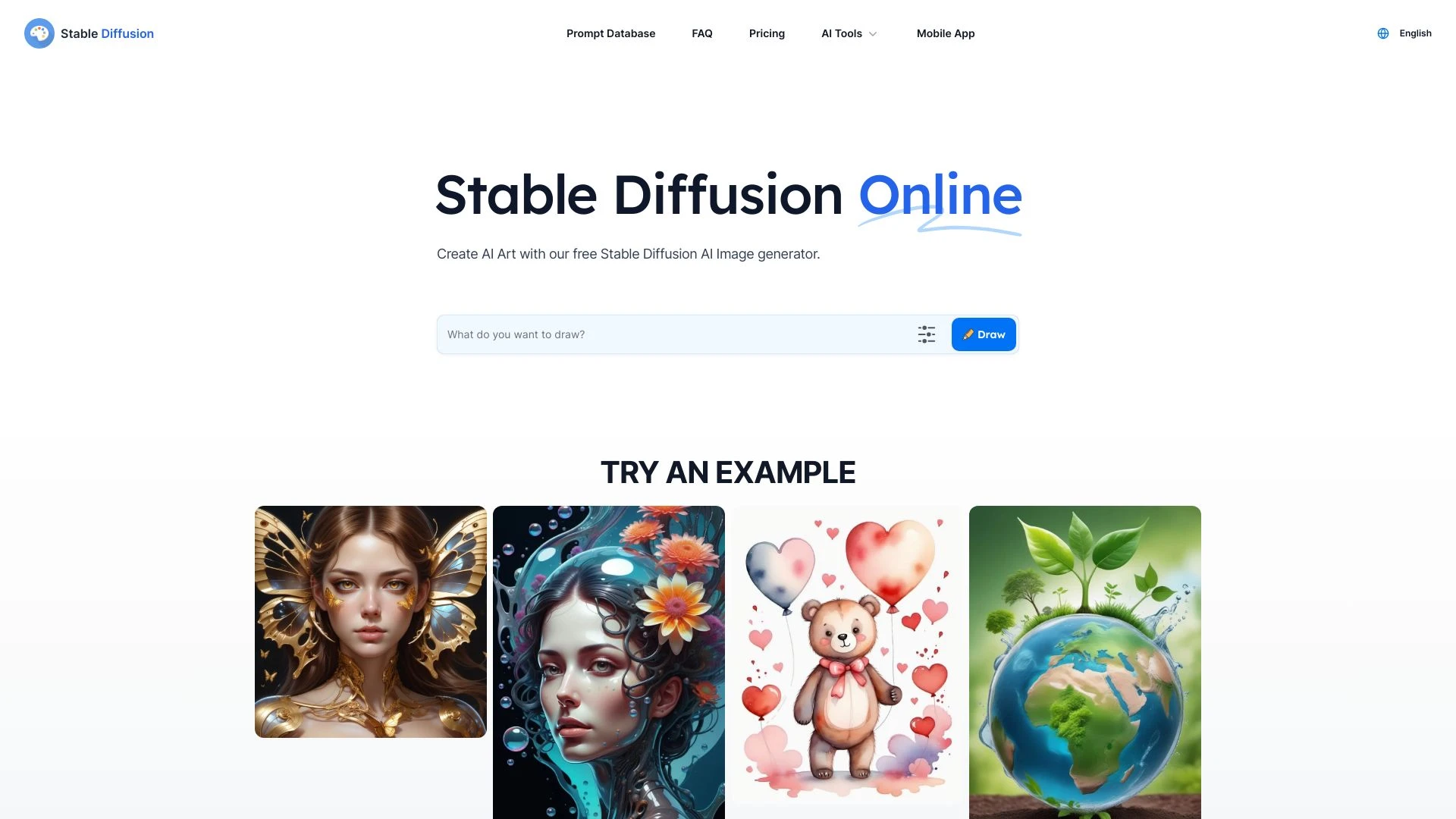 Stable Diffusion Online website preview