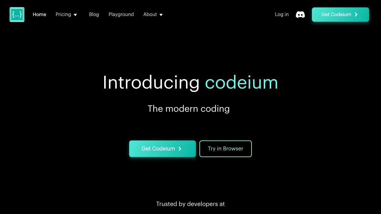 Codeium website preview