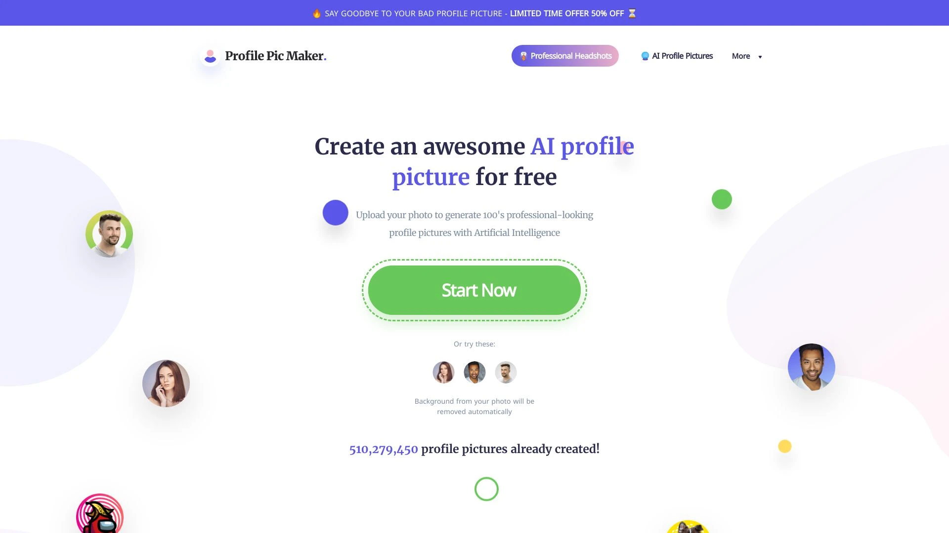 AI Profile Picture Maker website preview