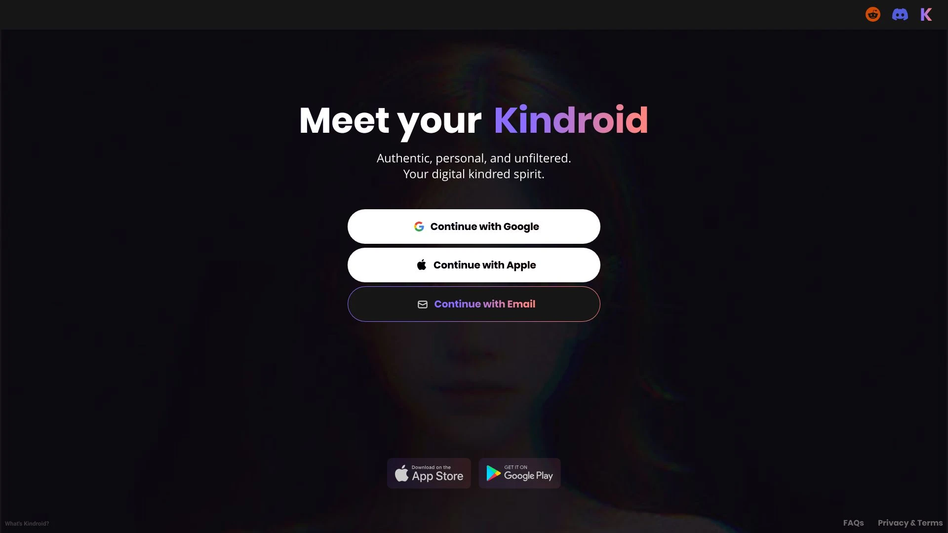 Kindroid website preview