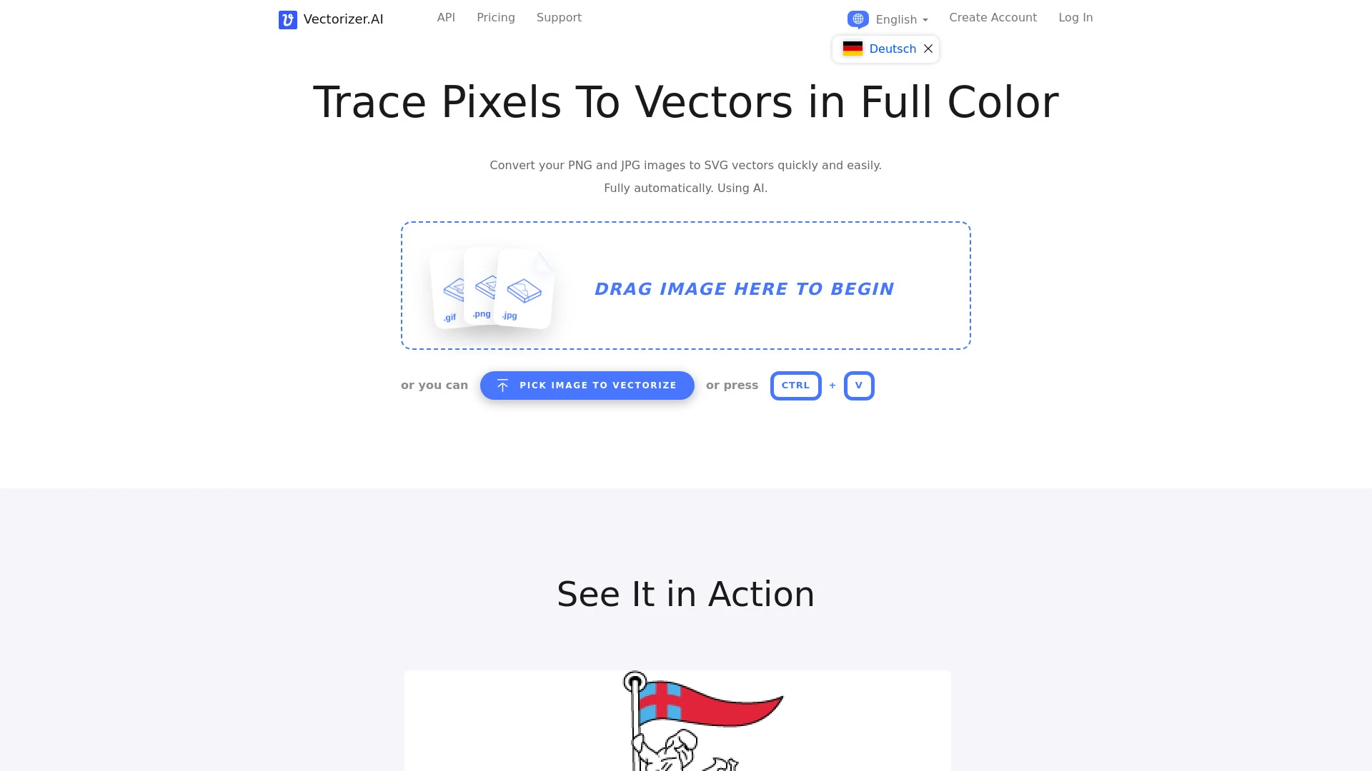 Vectorizer AI website preview