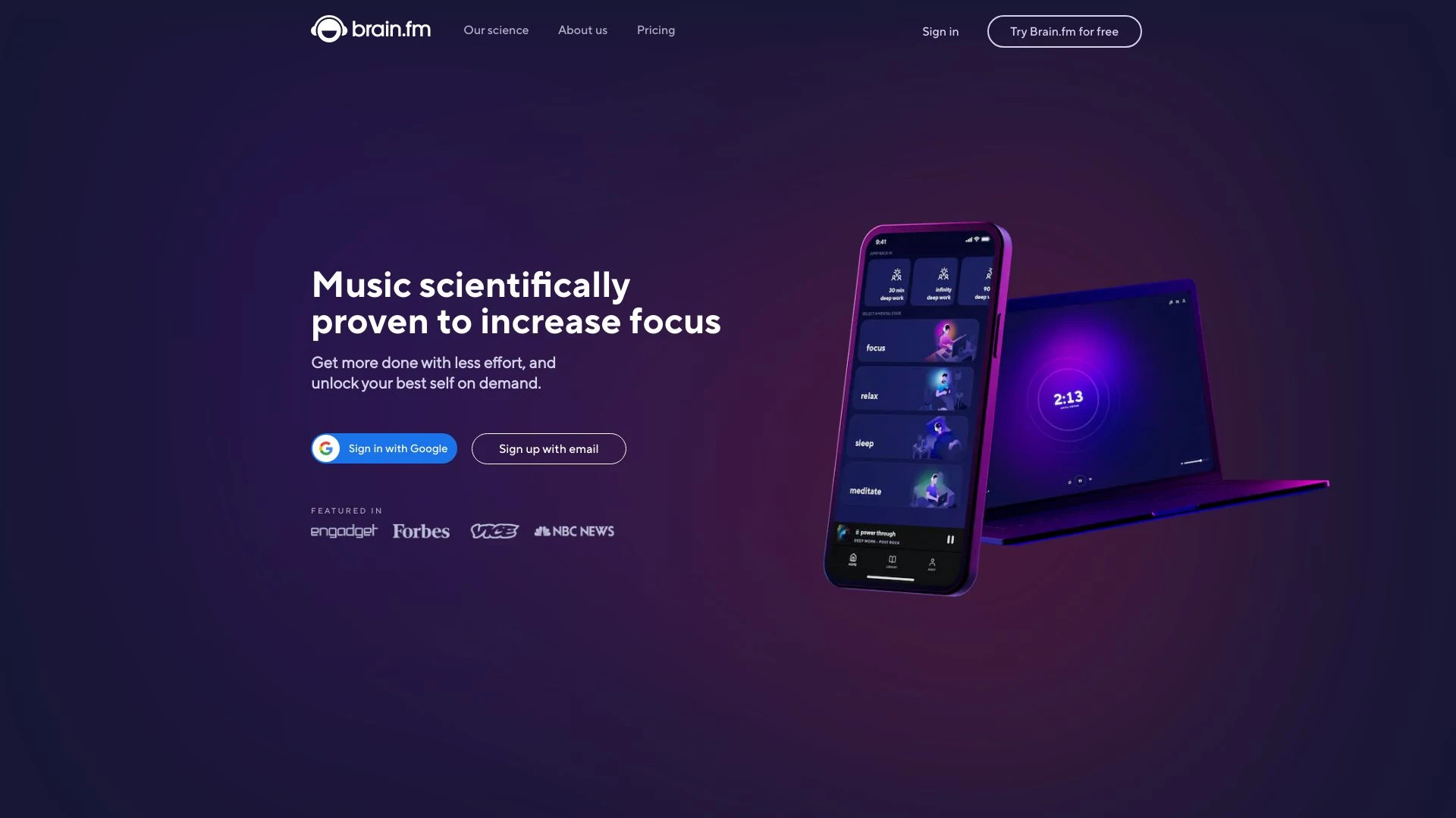 Brain.fm website preview