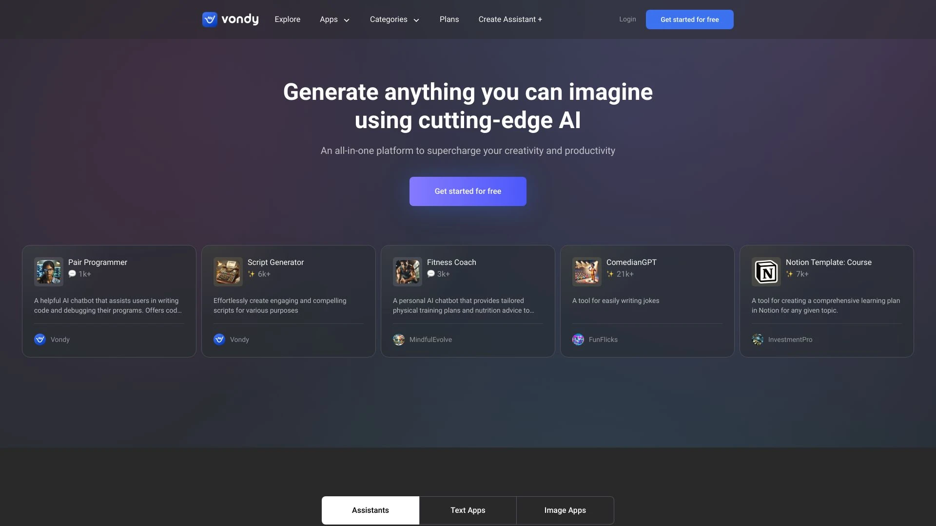 Vondy: Next Generation AI Apps website preview